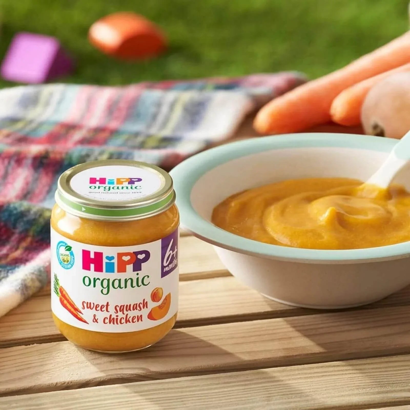 HiPP Organic Sweet Squash & Chicken Baby Food Jar 6+ months 125g - mezetto ebebek ebebek