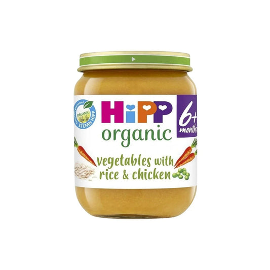HiPP Organic Vegetables with Rice & Chicken Baby Food Jar 6+ months 125g - mezetto ebebek ebebek