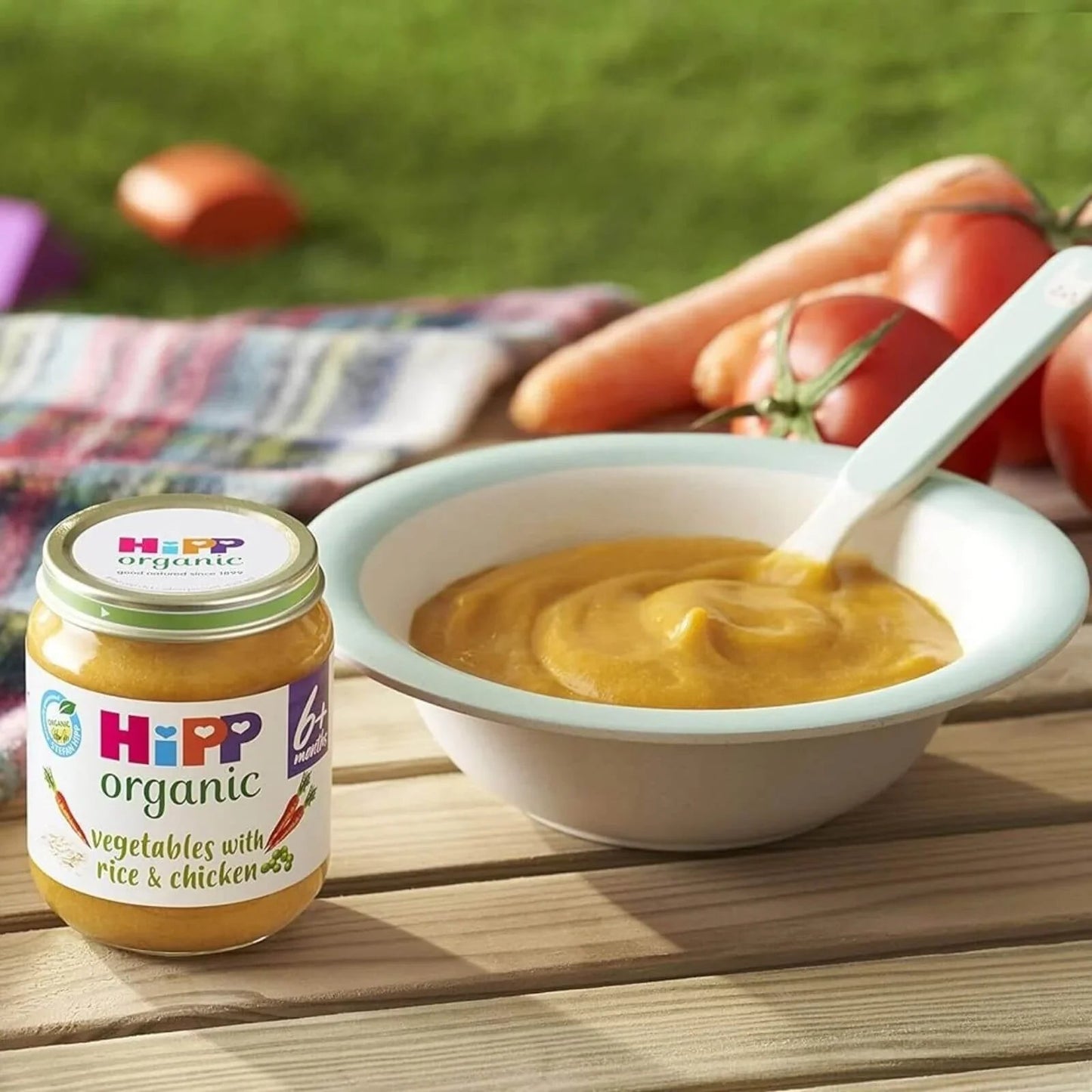 HiPP Organic Vegetables with Rice & Chicken Baby Food Jar 6+ months 125g - mezetto ebebek ebebek
