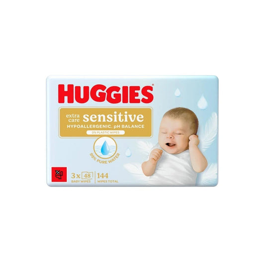Huggies Pure Extra Sensitive Plastic Free Baby Wipes 3x48 pcs - mezetto ebebek ebebek
