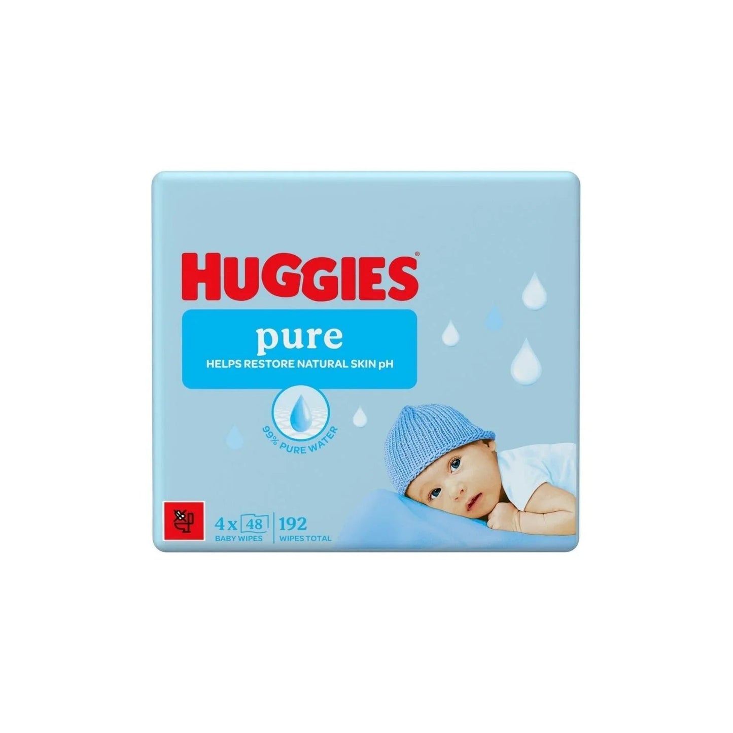 Huggies Pure Plastic Free Baby Wipes 4x48 pcs - mezetto ebebek ebebek