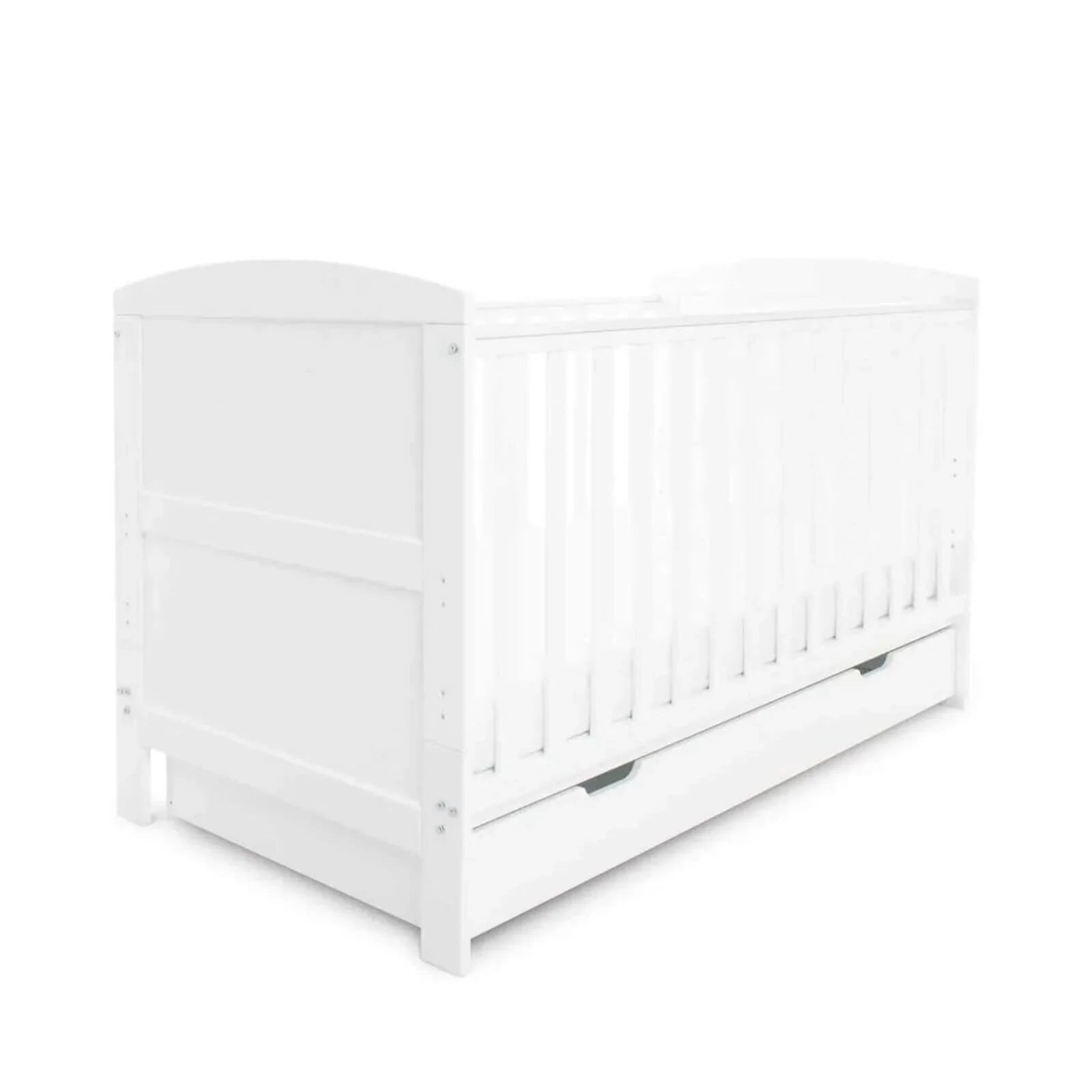 Ickle Bubba Coleby Classic Cot Bed & Under Drawer White - Fibre Mattress - mezetto ebebek ebebek