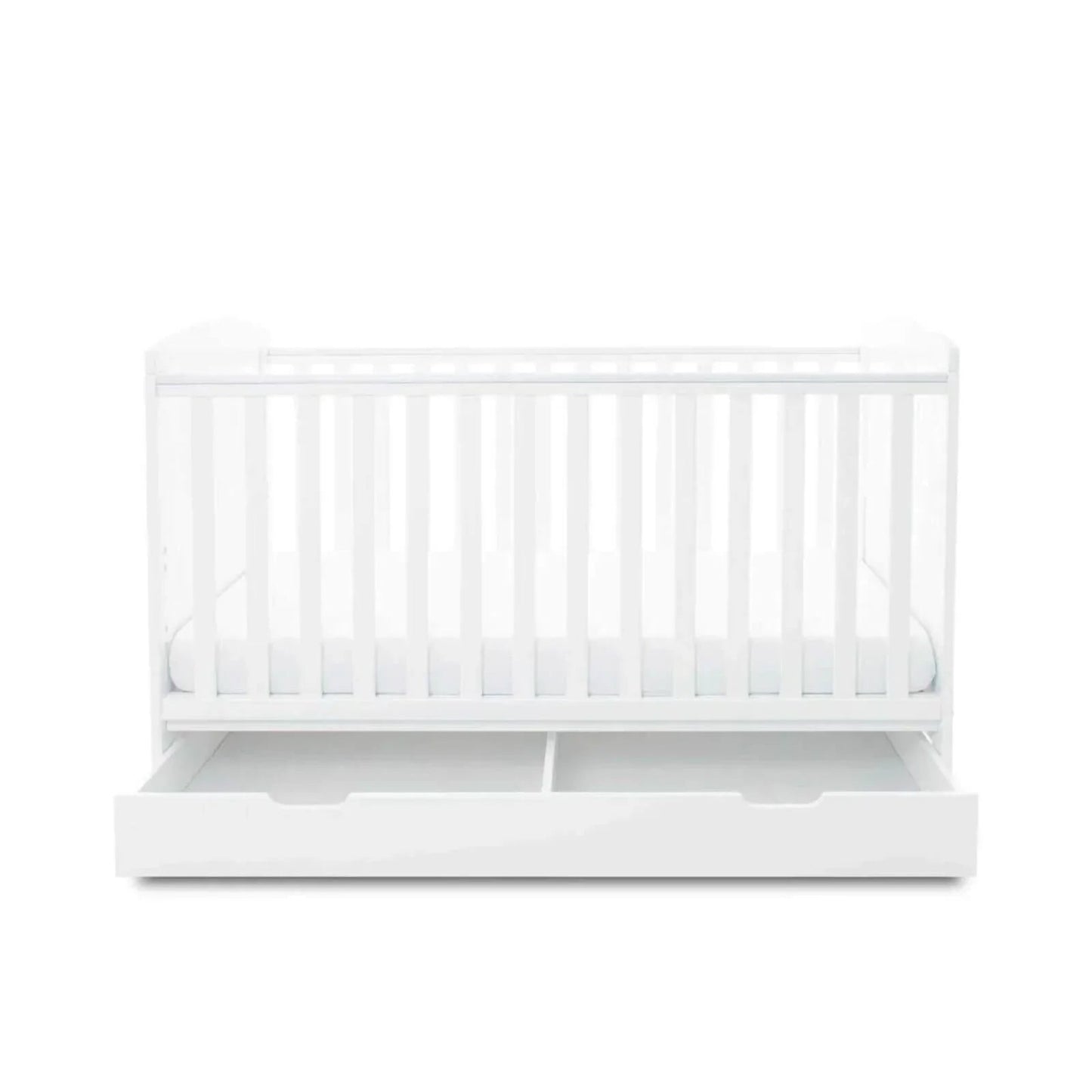 Ickle Bubba Coleby Classic Cot Bed & Under Drawer White - Premium Pocket Sprung Mattress - mezetto ebebek ebebek