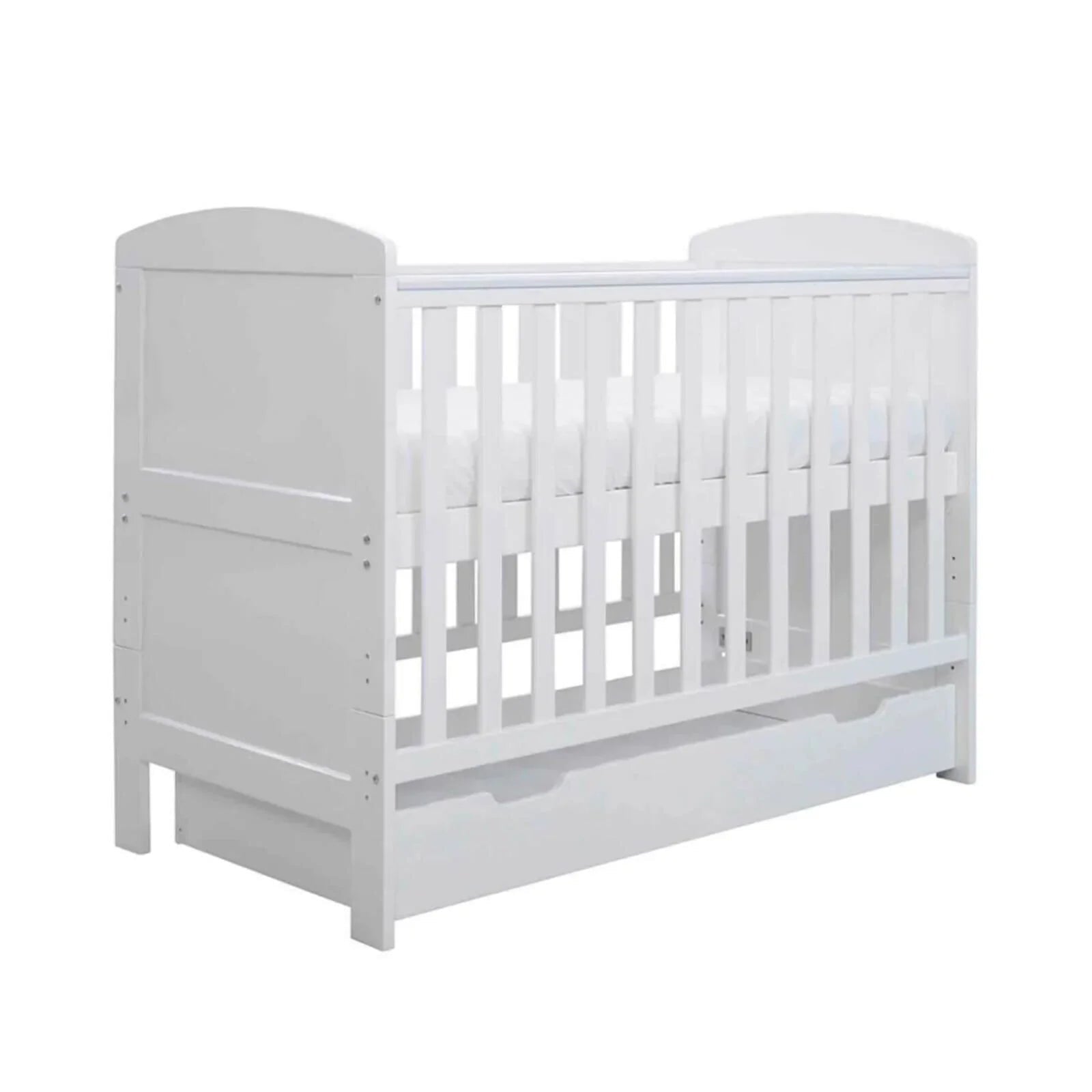 Ickle Bubba Coleby Mini Cot Bed & Under Drawer White - Premium Sprung Mattress - mezetto ebebek ebebek