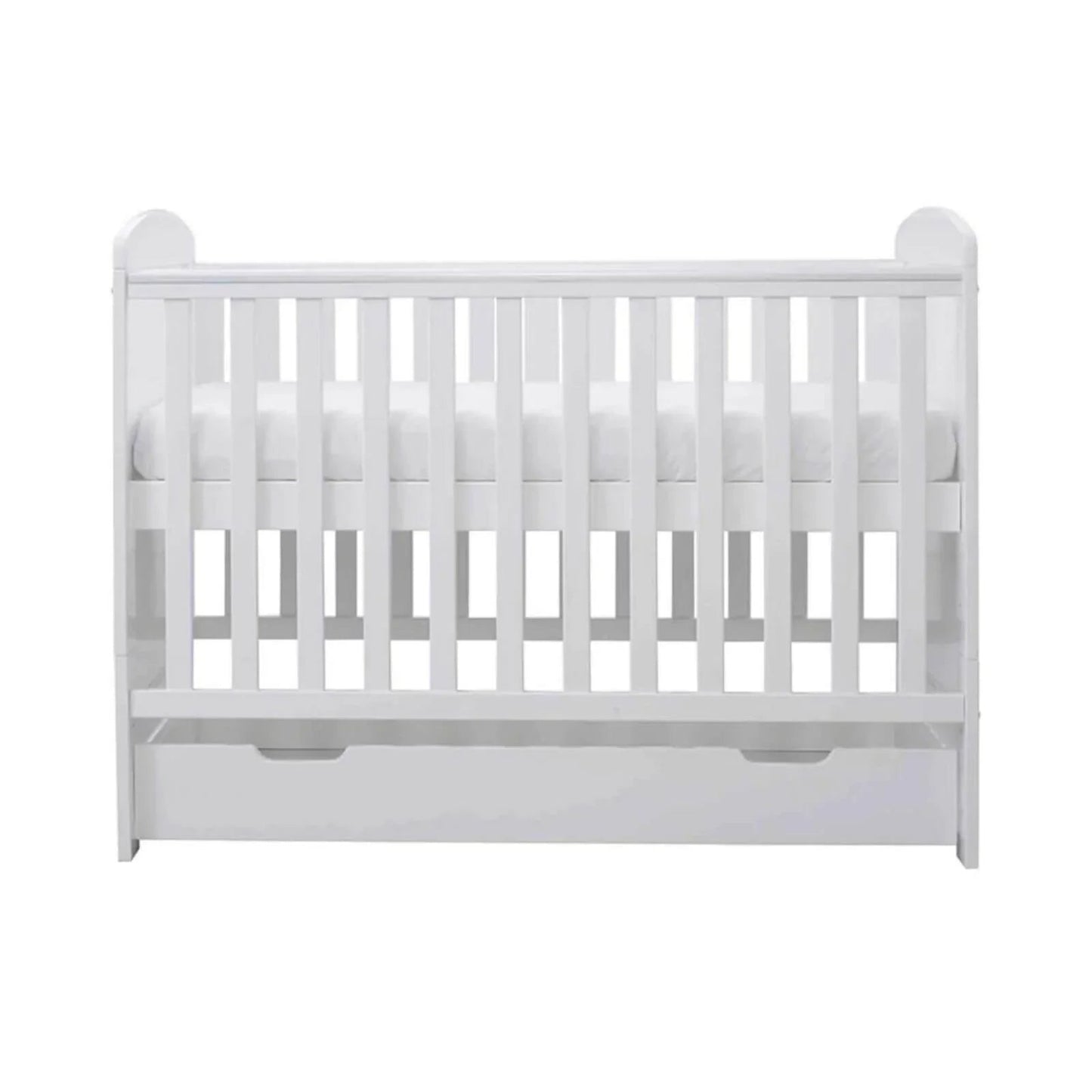 Ickle Bubba Coleby Mini Cot Bed & Under Drawer White - Premium Sprung Mattress - mezetto ebebek ebebek