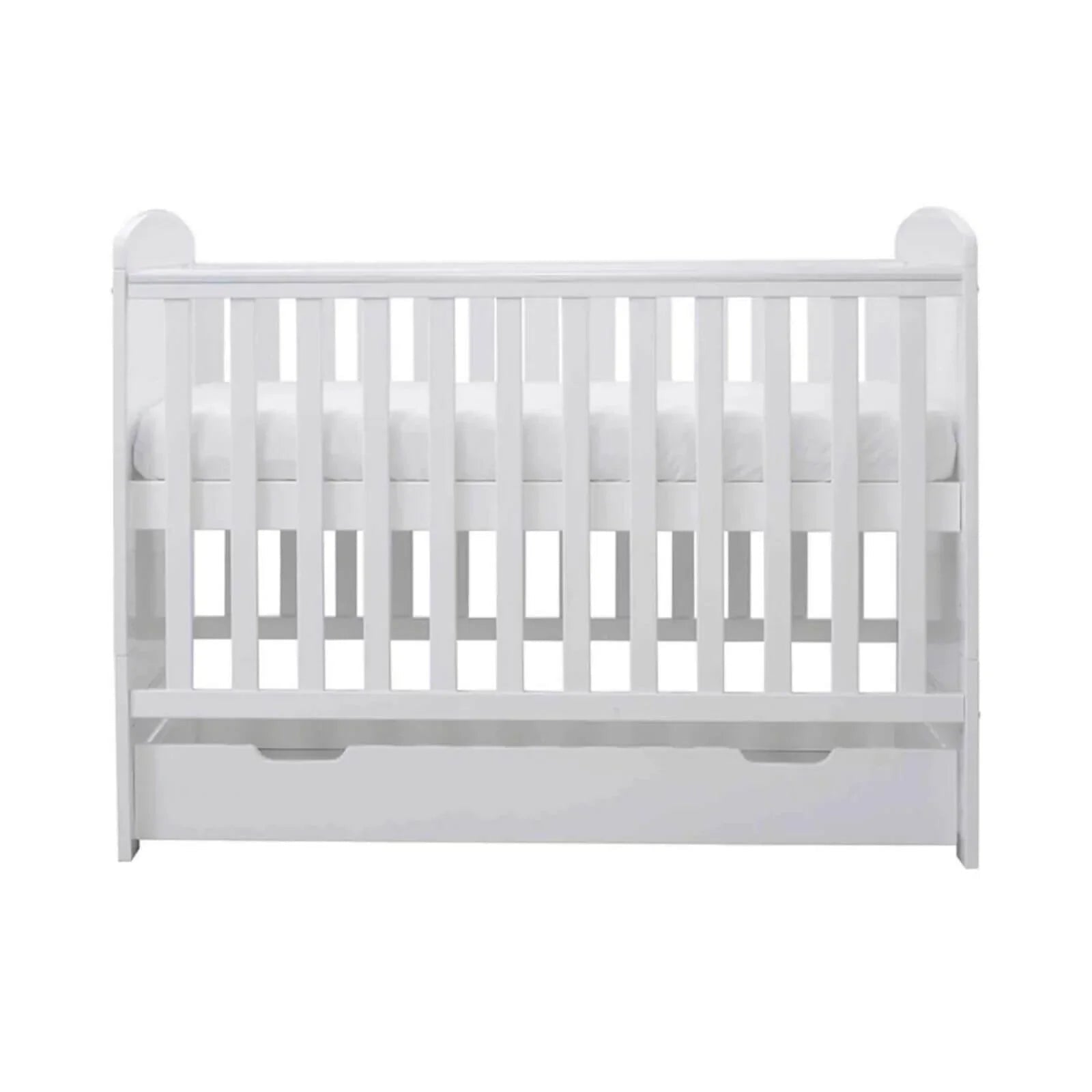 Ickle Bubba Coleby Mini Cot Bed & Under Drawer White - Premium Sprung Mattress - mezetto ebebek ebebek