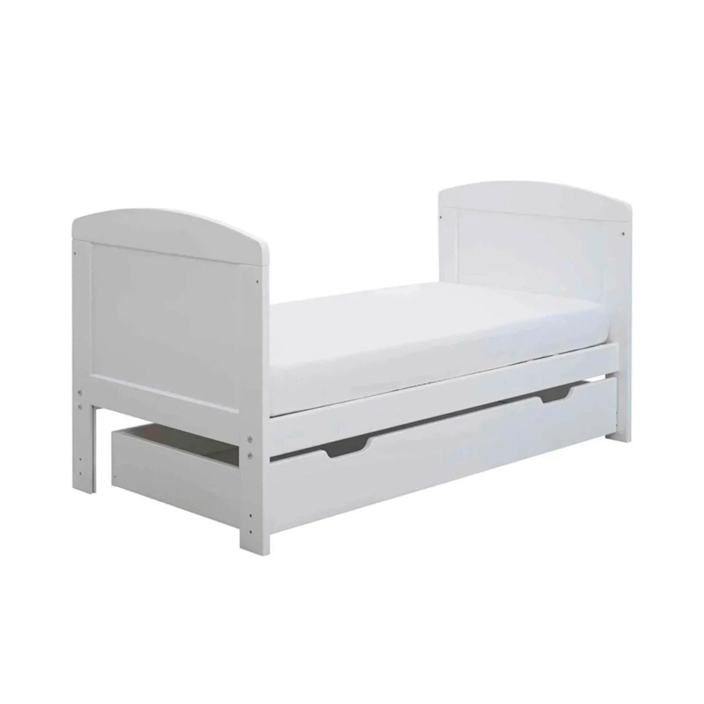 Ickle Bubba Coleby Mini Cot Bed & Under Drawer White - Premium Sprung Mattress - mezetto ebebek ebebek