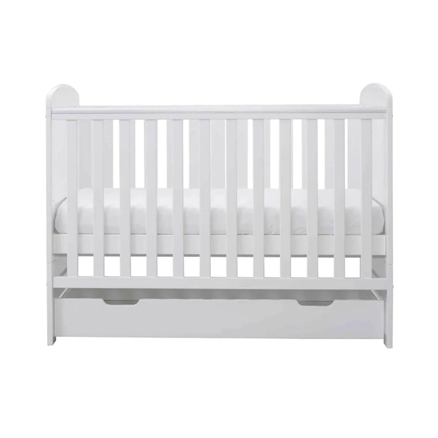 Ickle Bubba Coleby Mini Cot Bed & Under Drawer White - Premium Sprung Mattress - mezetto ebebek ebebek