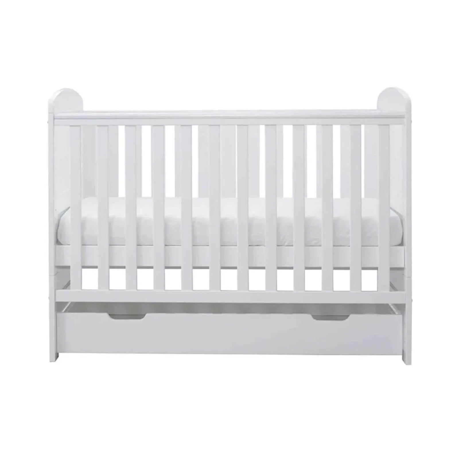 Ickle Bubba Coleby Mini Cot Bed & Under Drawer White - Premium Sprung Mattress - mezetto ebebek ebebek