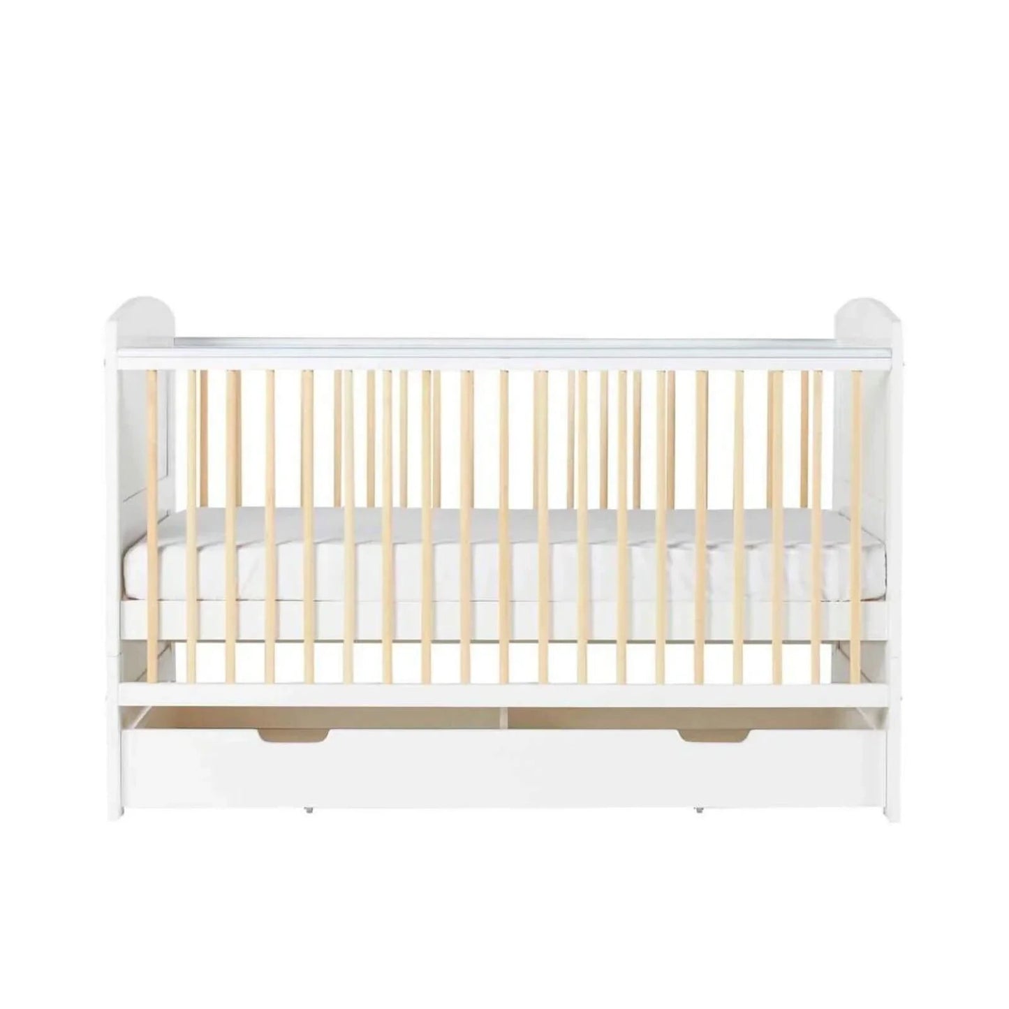 Ickle Bubba Coleby Scandi Cot Bed with Under Drawer Scandi White - Premium Sprung Mattress - mezetto ebebek ebebek