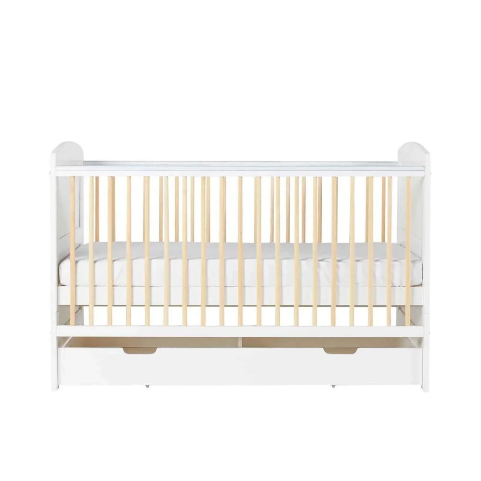 Ickle Bubba Coleby Scandi Cot Bed with Under Drawer Scandi White - Premium Sprung Mattress - mezetto ebebek ebebek