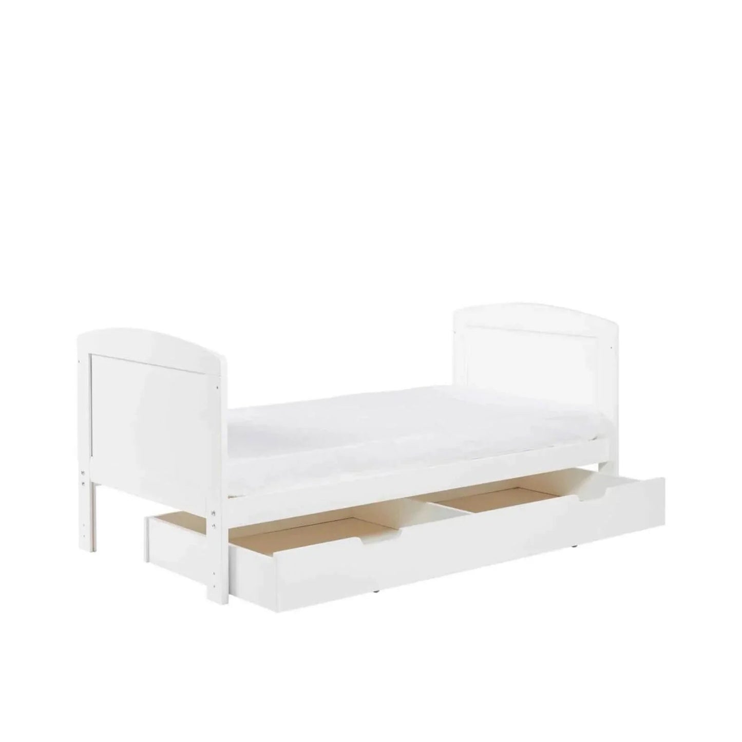 Ickle Bubba Coleby Scandi Cot Bed with Under Drawer Scandi White - Premium Sprung Mattress - mezetto ebebek ebebek