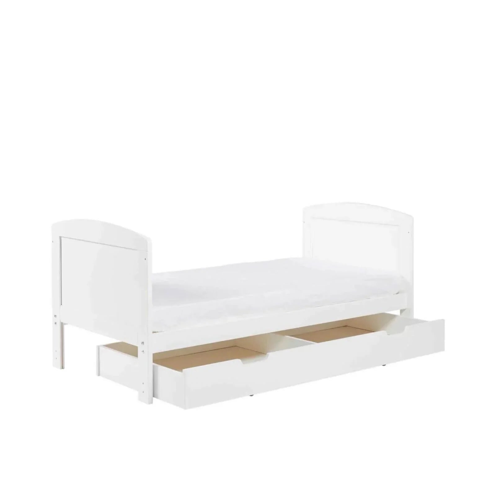 Ickle Bubba Coleby Scandi Cot Bed with Under Drawer Scandi White - Premium Sprung Mattress - mezetto ebebek ebebek