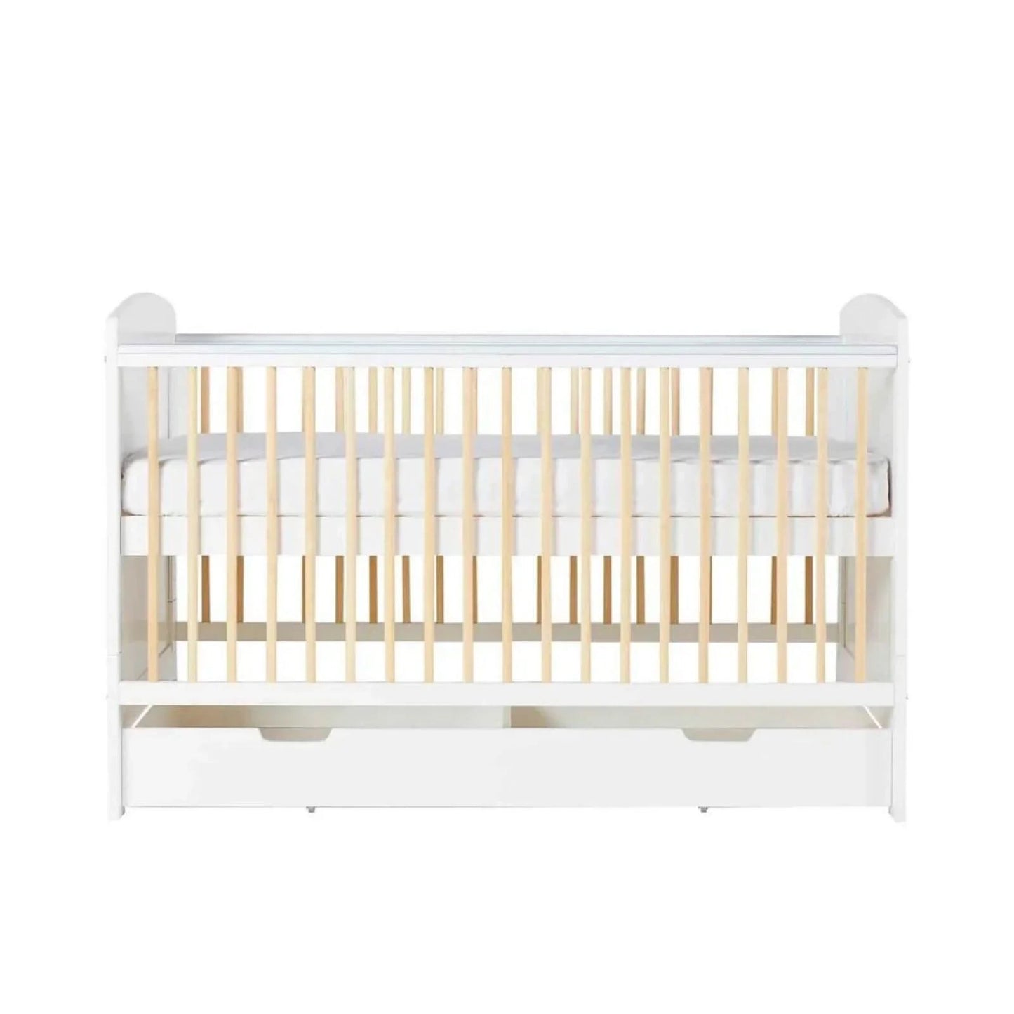 Ickle Bubba Coleby Scandi Cot Bed with Under Drawer Scandi White - Premium Sprung Mattress - mezetto ebebek ebebek