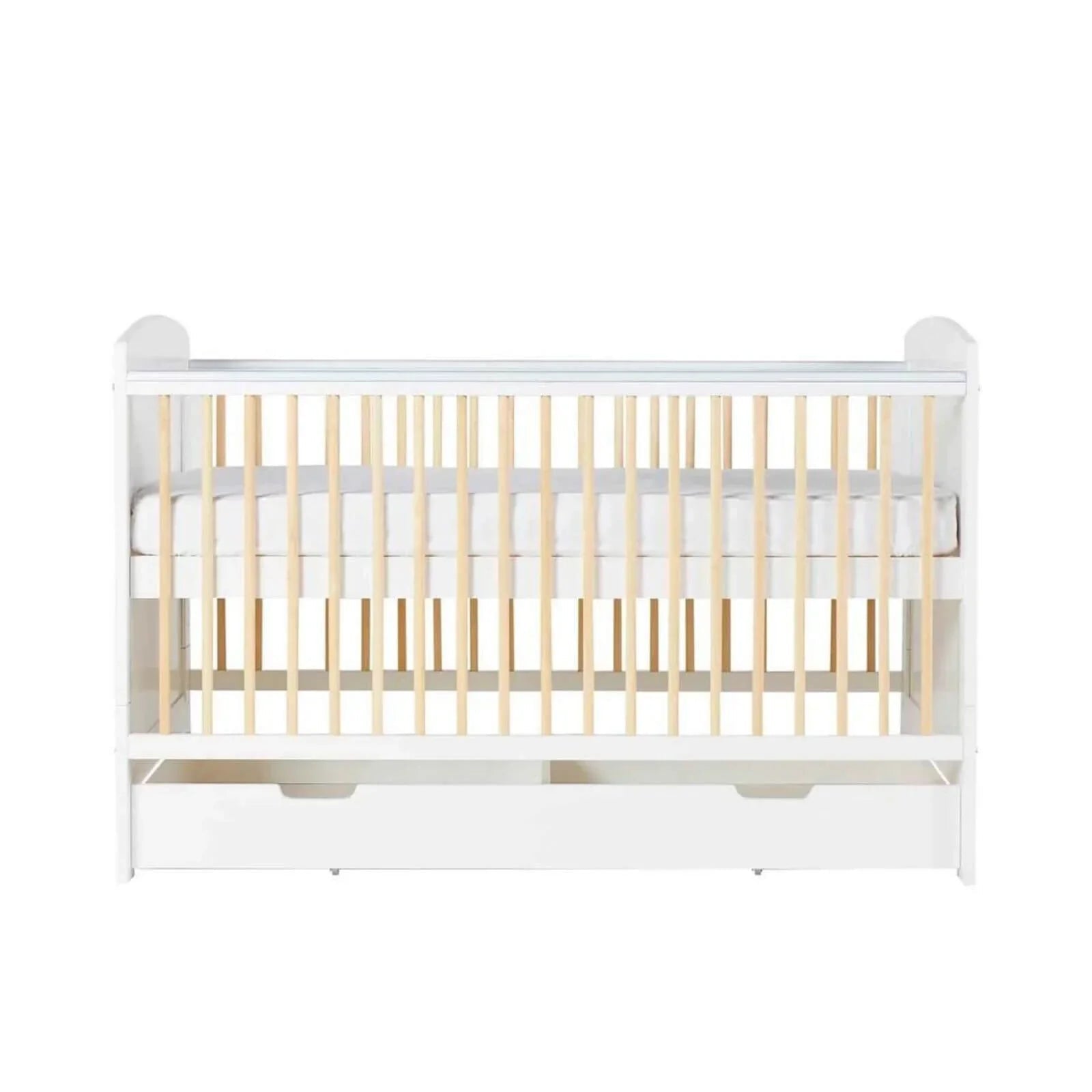 Ickle Bubba Coleby Scandi Cot Bed with Under Drawer Scandi White - Premium Sprung Mattress - mezetto ebebek ebebek