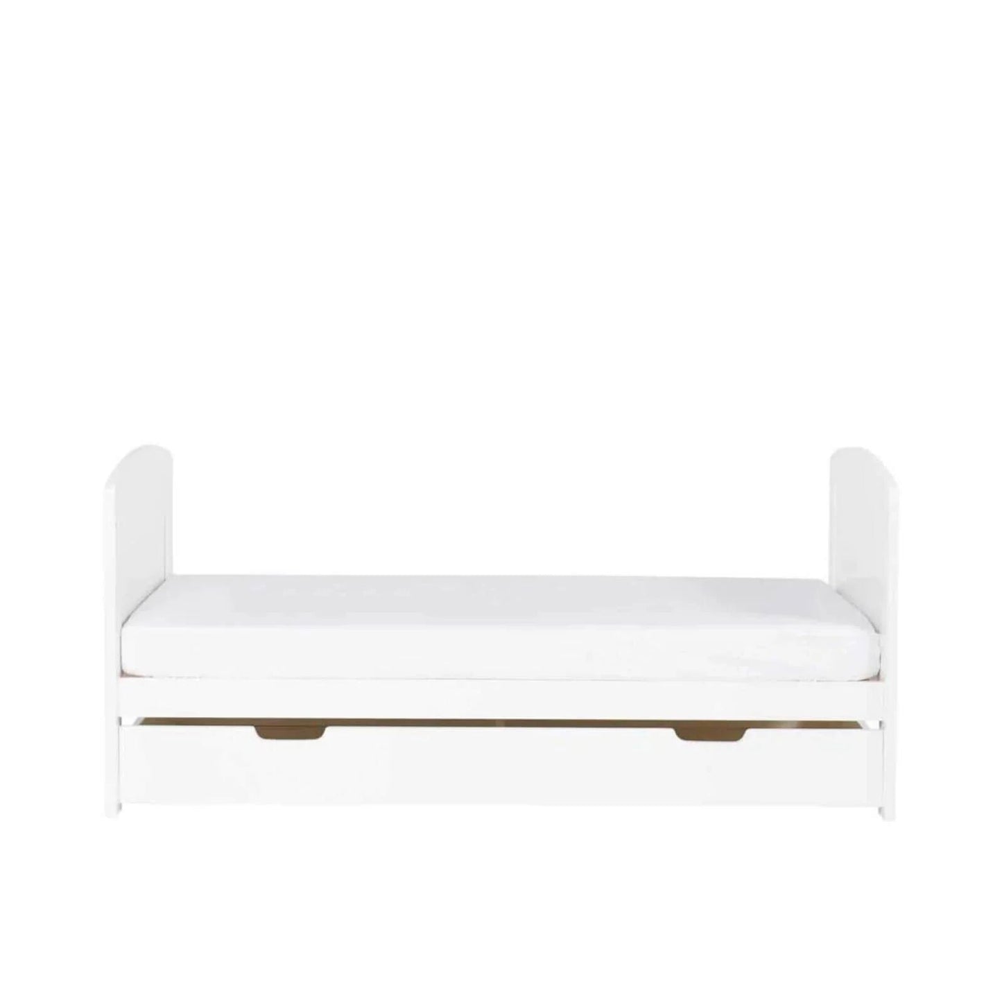 Ickle Bubba Coleby Scandi Cot Bed with Under Drawer Scandi White - Premium Sprung Mattress - mezetto ebebek ebebek