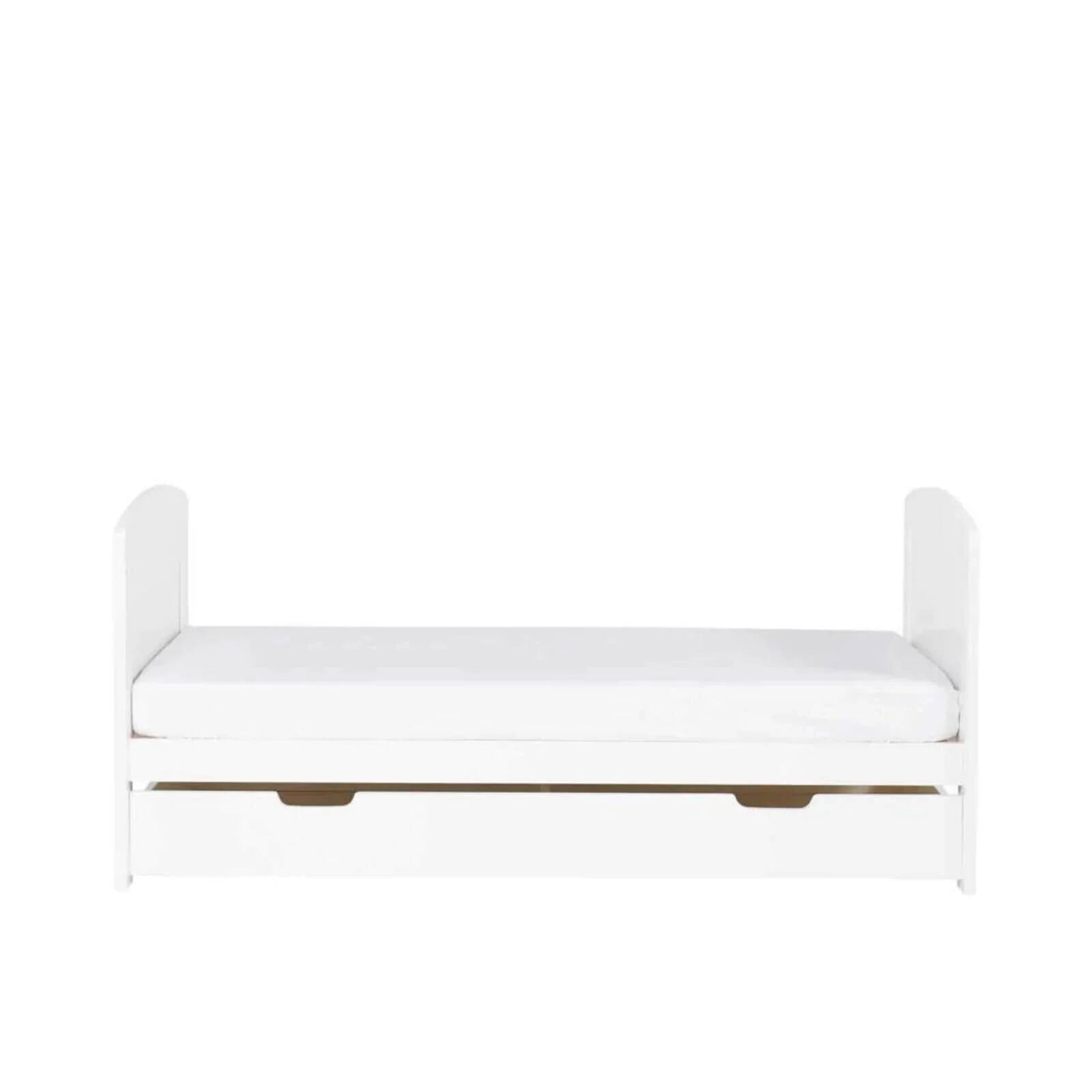 Ickle Bubba Coleby Scandi Cot Bed with Under Drawer Scandi White - Premium Sprung Mattress - mezetto ebebek ebebek