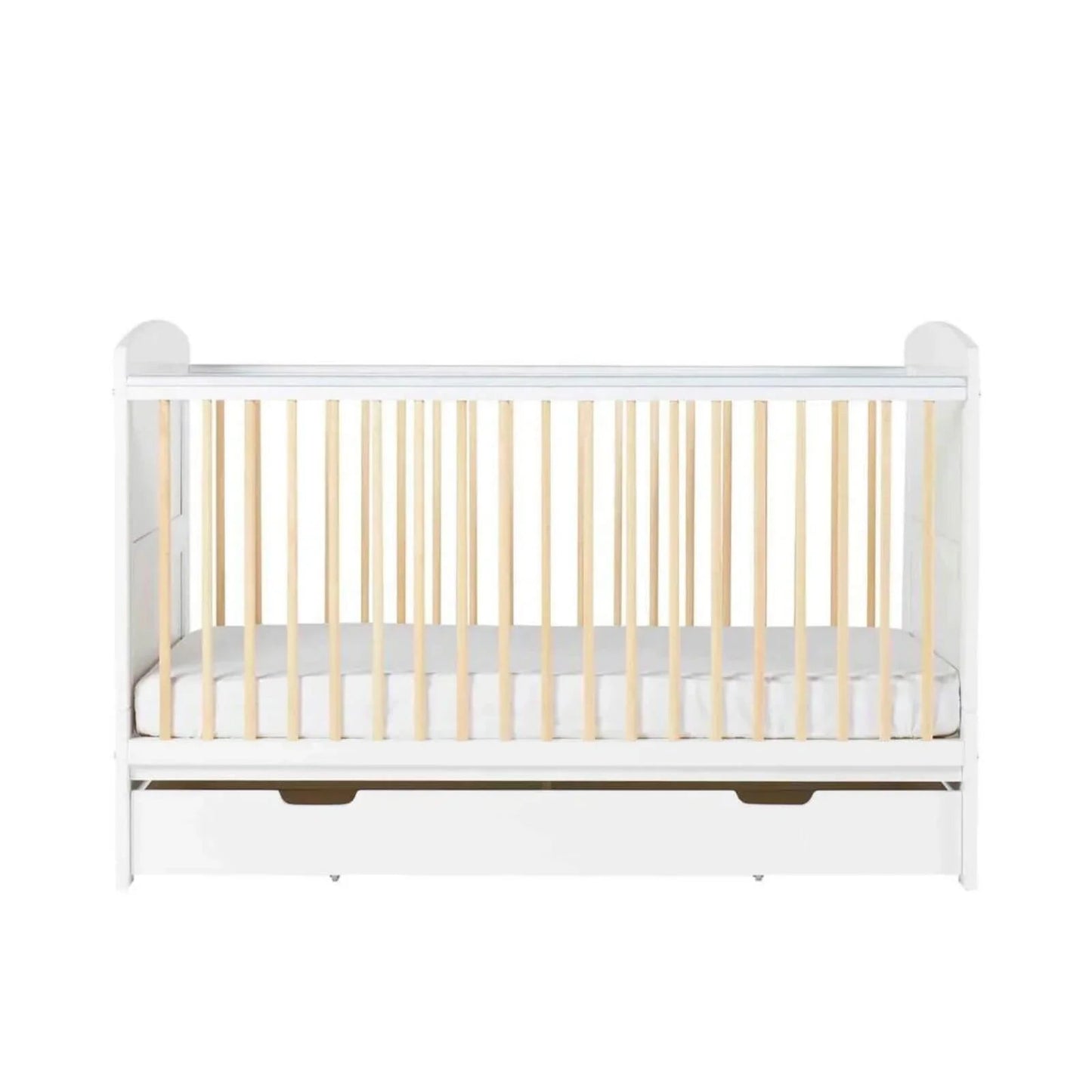 Ickle Bubba Coleby Scandi Cot Bed with Under Drawer Scandi White - Premium Sprung Mattress - mezetto ebebek ebebek
