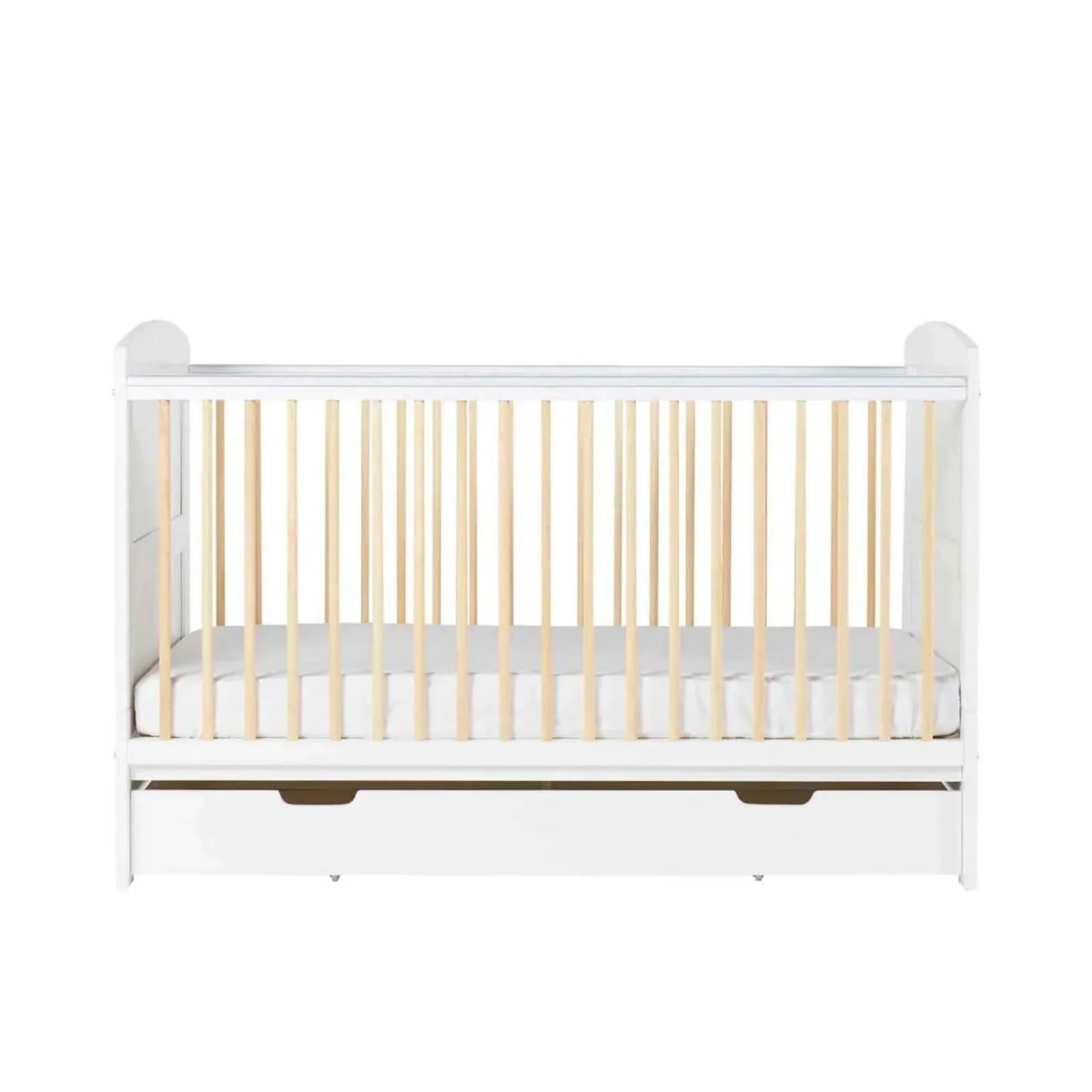 Ickle Bubba Coleby Scandi Cot Bed with Under Drawer Scandi White - Premium Sprung Mattress - mezetto ebebek ebebek