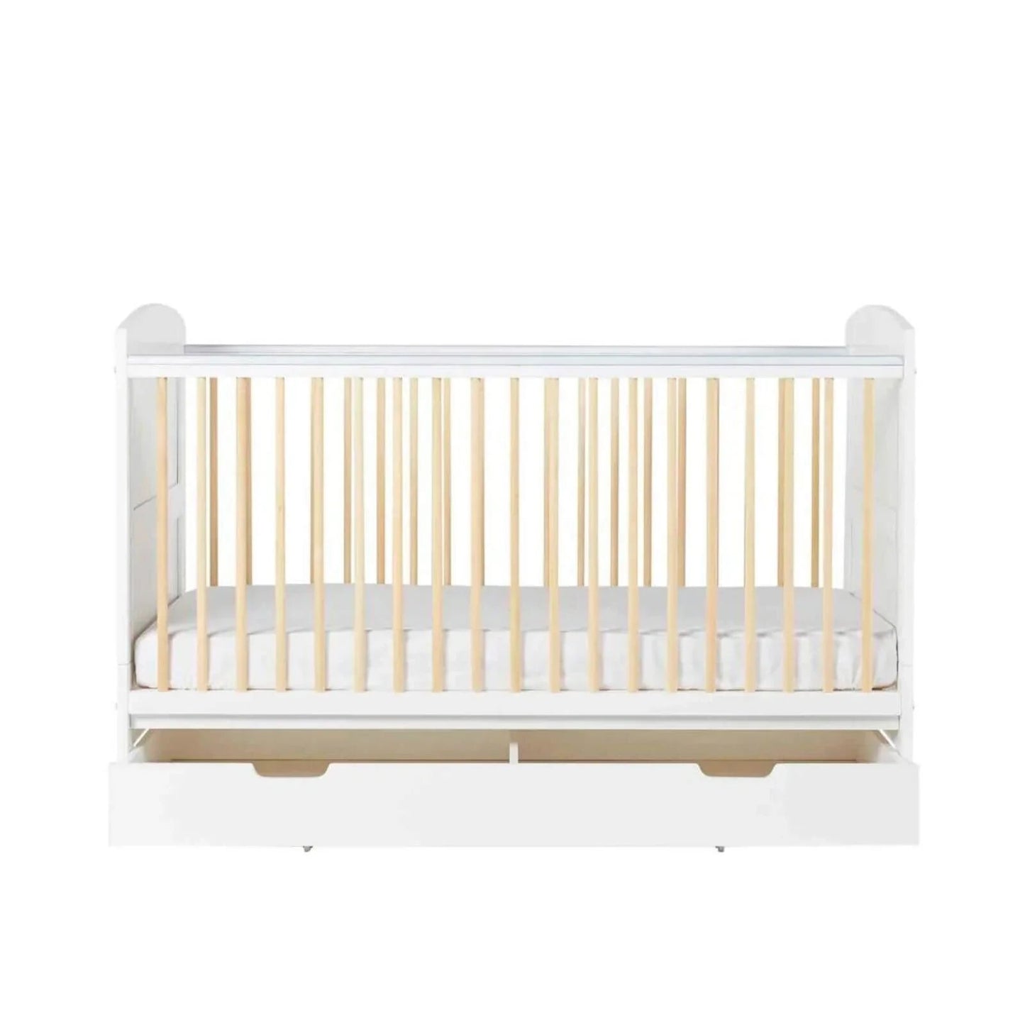 Ickle Bubba Coleby Scandi Cot Bed with Under Drawer Scandi White - Premium Sprung Mattress - mezetto ebebek ebebek
