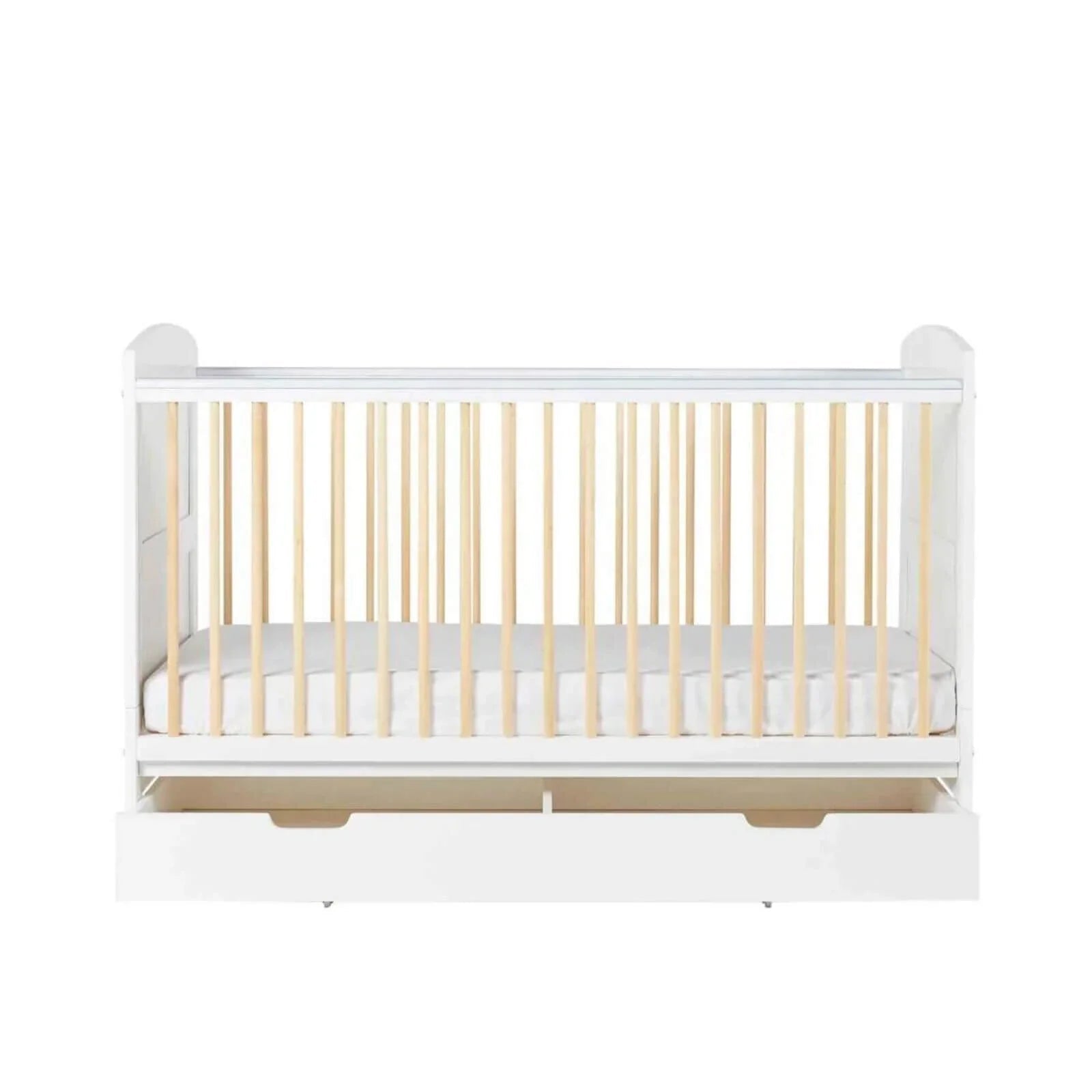 Ickle Bubba Coleby Scandi Cot Bed with Under Drawer Scandi White - Premium Sprung Mattress - mezetto ebebek ebebek