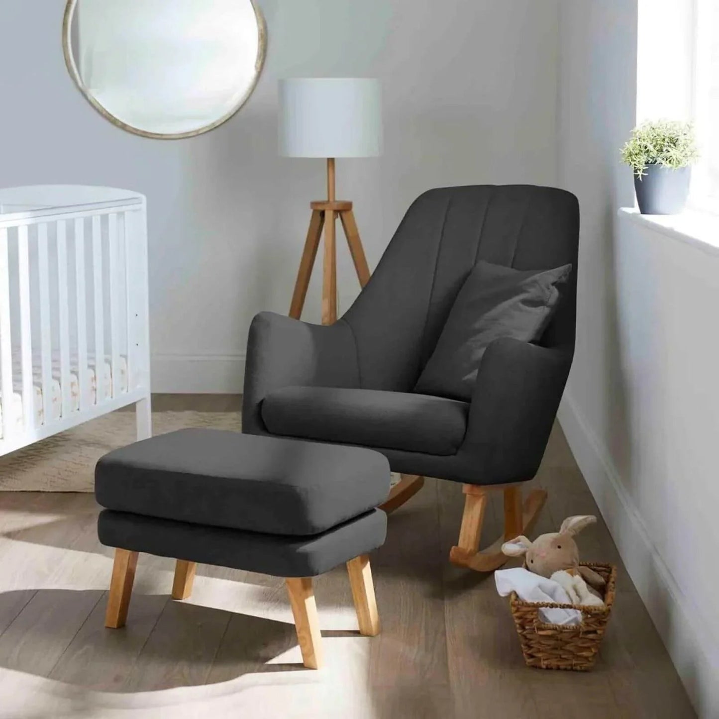 Ickle Bubba Eden Deluxe Nursery Chair & Stool - Charcoal Grey - mezetto ebebek ebebek