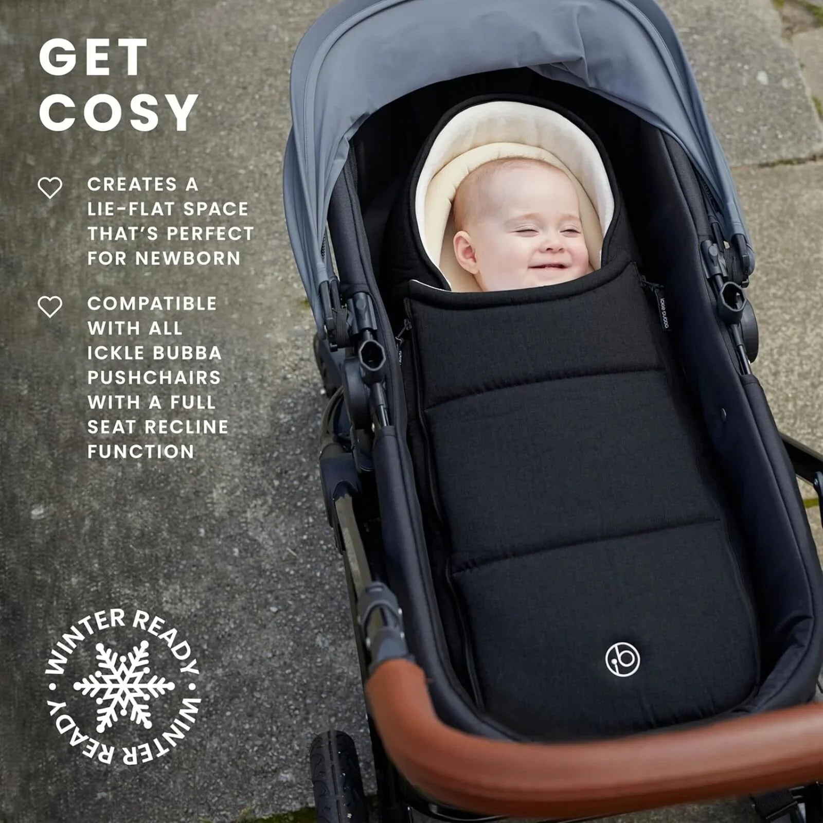 Ickle Bubba Newborn Cocoon - Black - mezetto ebebek ebebek