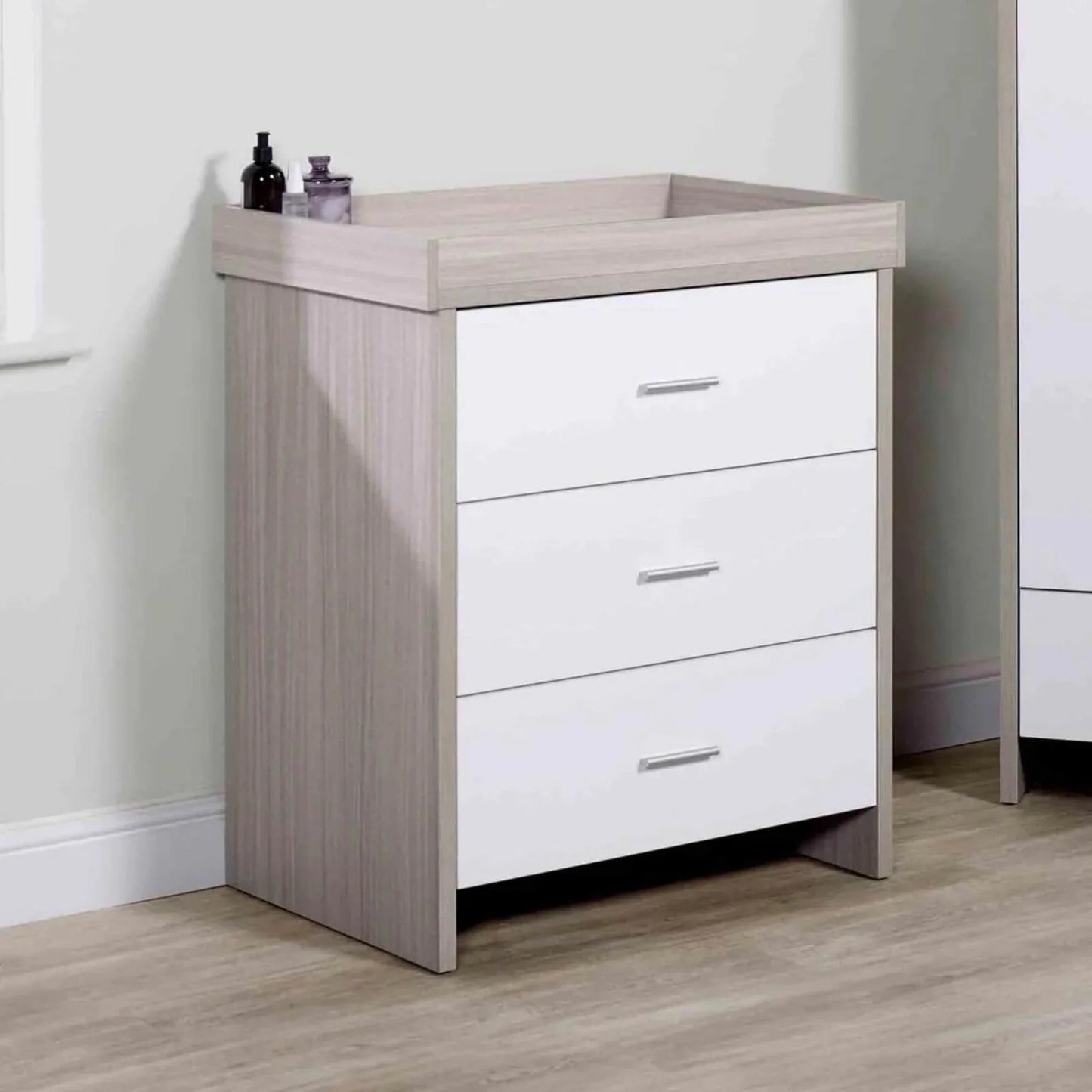 Ickle Bubba Pembrey Changing Unit & Chest - Ash Grey & White - mezetto ebebek ebebek