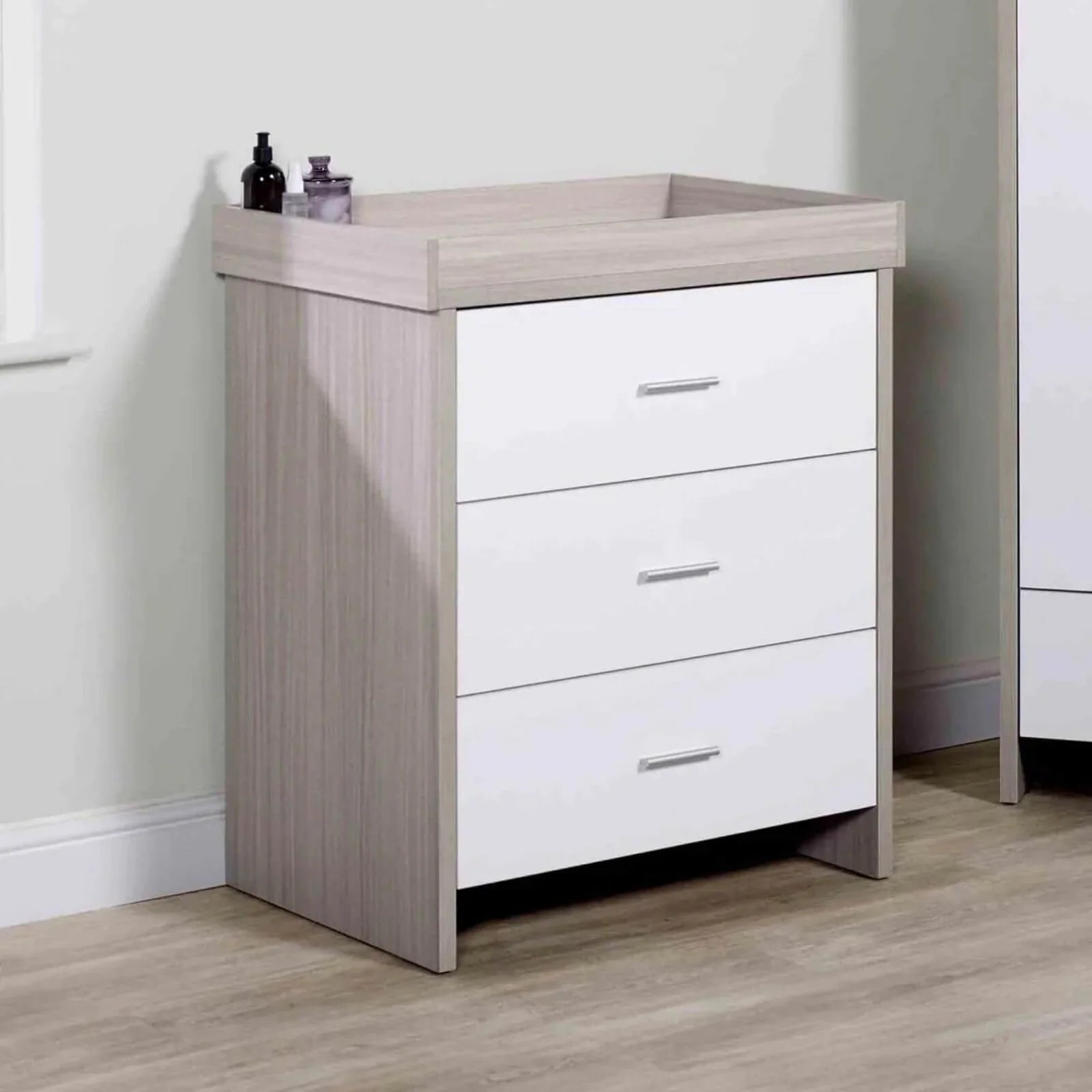 Ickle Bubba Pembrey Changing Unit & Chest - Ash Grey & White - mezetto ebebek ebebek
