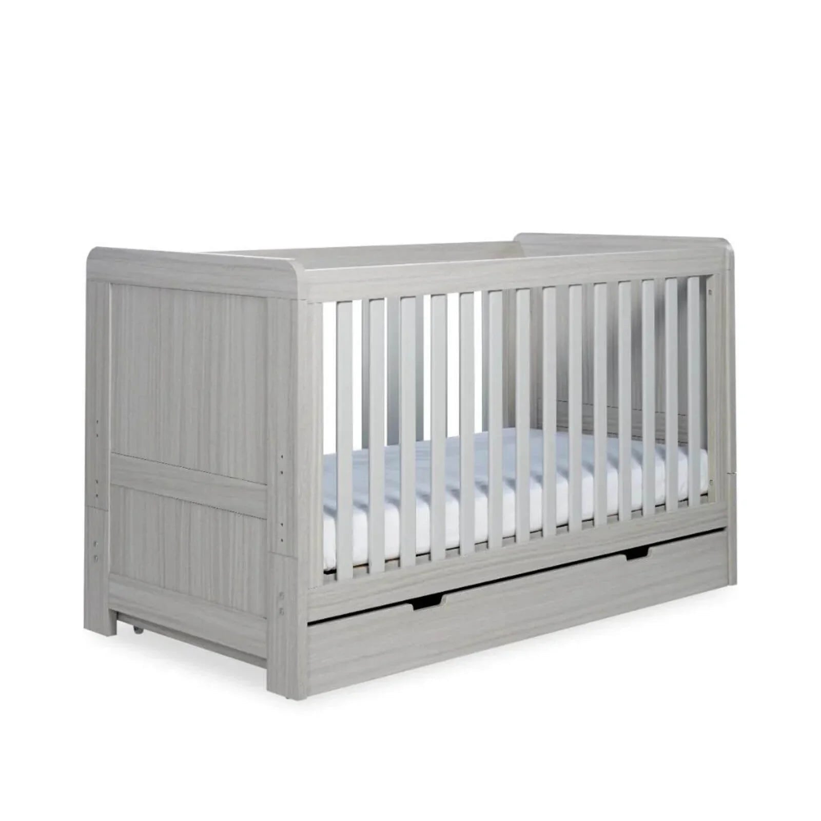 Ickle Bubba Pembrey Cot Bed & Under Drawer Ash Grey - Fibre Mattress - mezetto ebebek ebebek