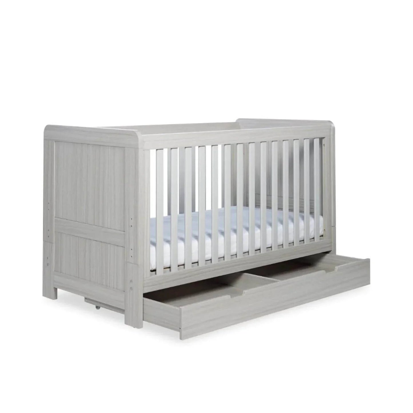 Ickle Bubba Pembrey Cot Bed & Under Drawer Ash Grey - Premium Pocket Sprung Mattress - mezetto ebebek ebebek