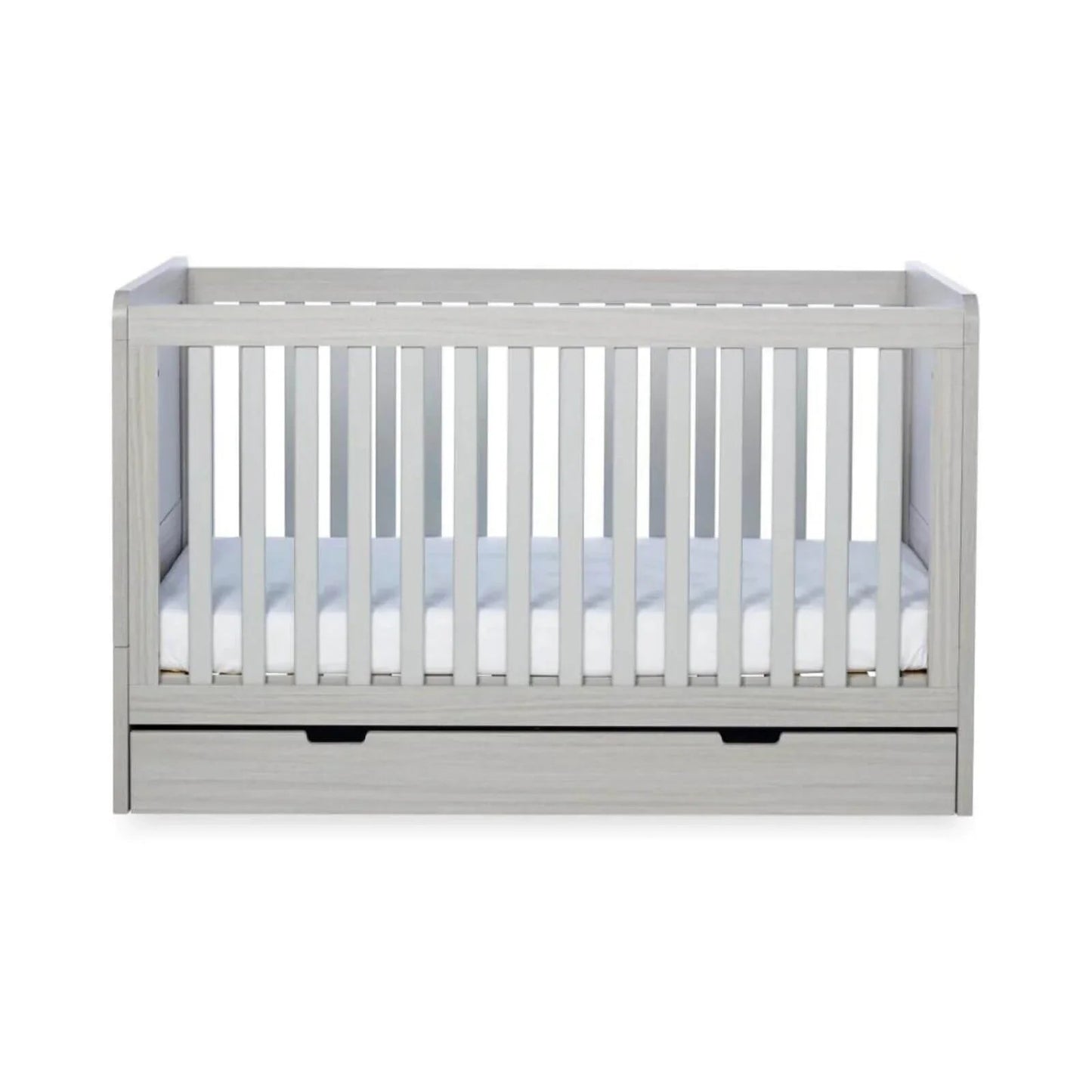 Ickle Bubba Pembrey Cot Bed & Under Drawer Ash Grey - Premium Sprung Mattress - mezetto ebebek ebebek