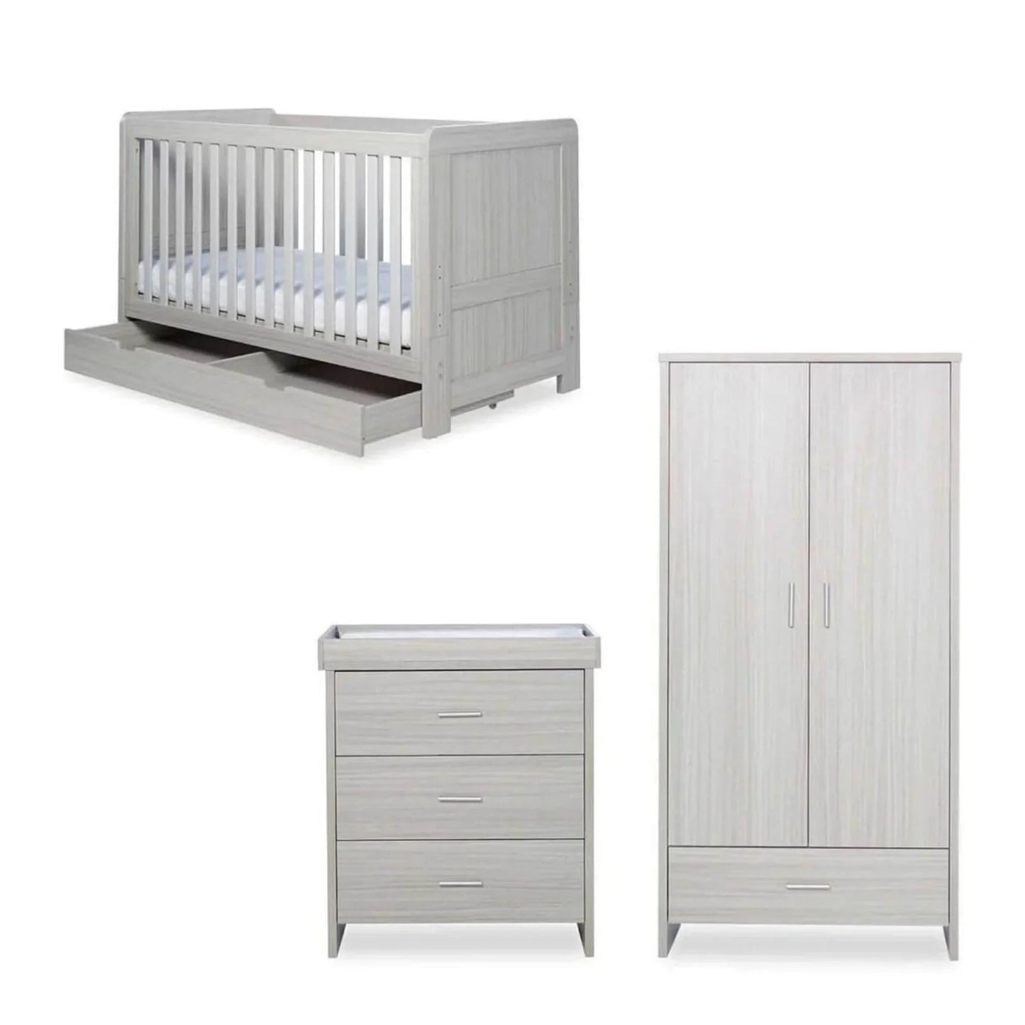 Ickle Bubba Pembrey Furniture Set Under Drawer Ash Grey 3 pcs - Premium Sprung Mattress - mezetto ebebek ebebek