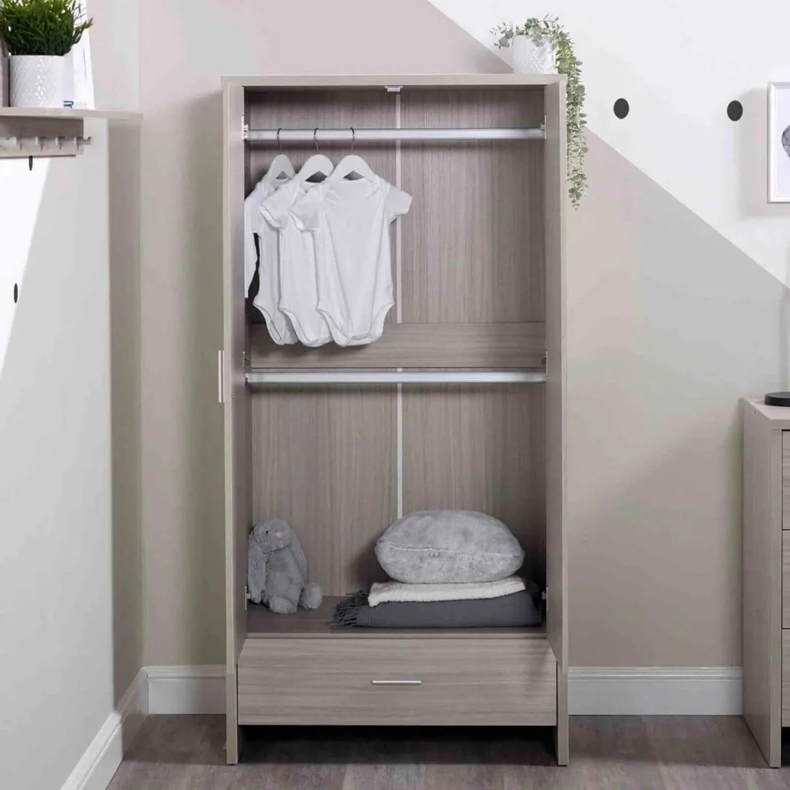 Ickle Bubba Pembrey Wardrobe - Ash Grey - mezetto ebebek ebebek