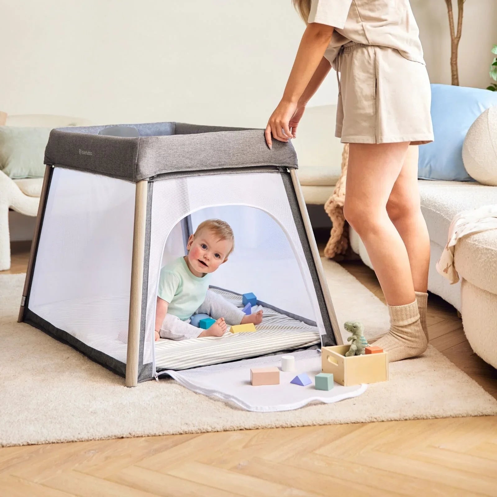Ickle Bubba Scout 3 - in - 1 Travel Crib Cot & Playpen - Ash Grey - mezetto ebebek ebebek