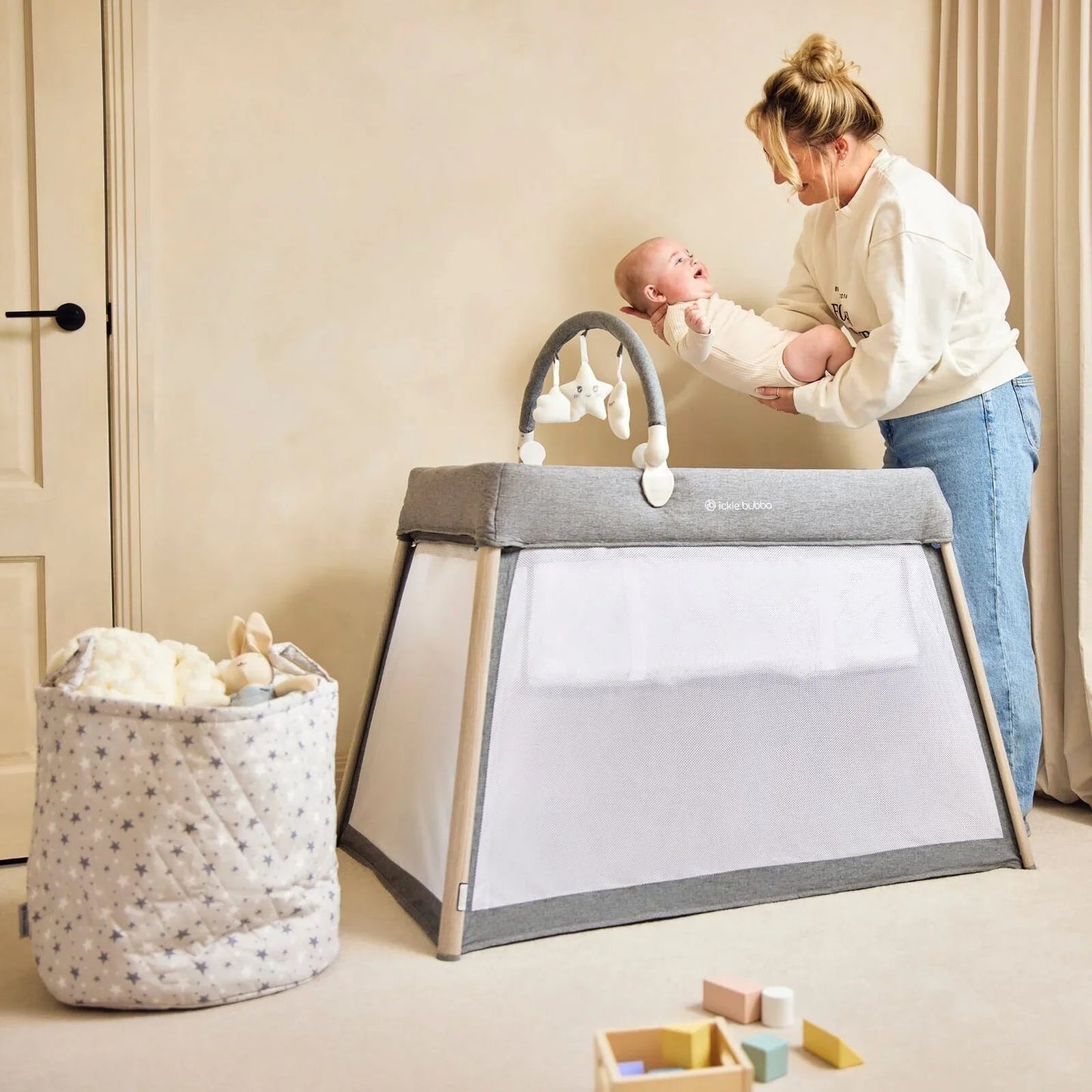 Ickle Bubba Scout 3 - in - 1 Travel Crib Cot & Playpen - Ash Grey - mezetto ebebek ebebek