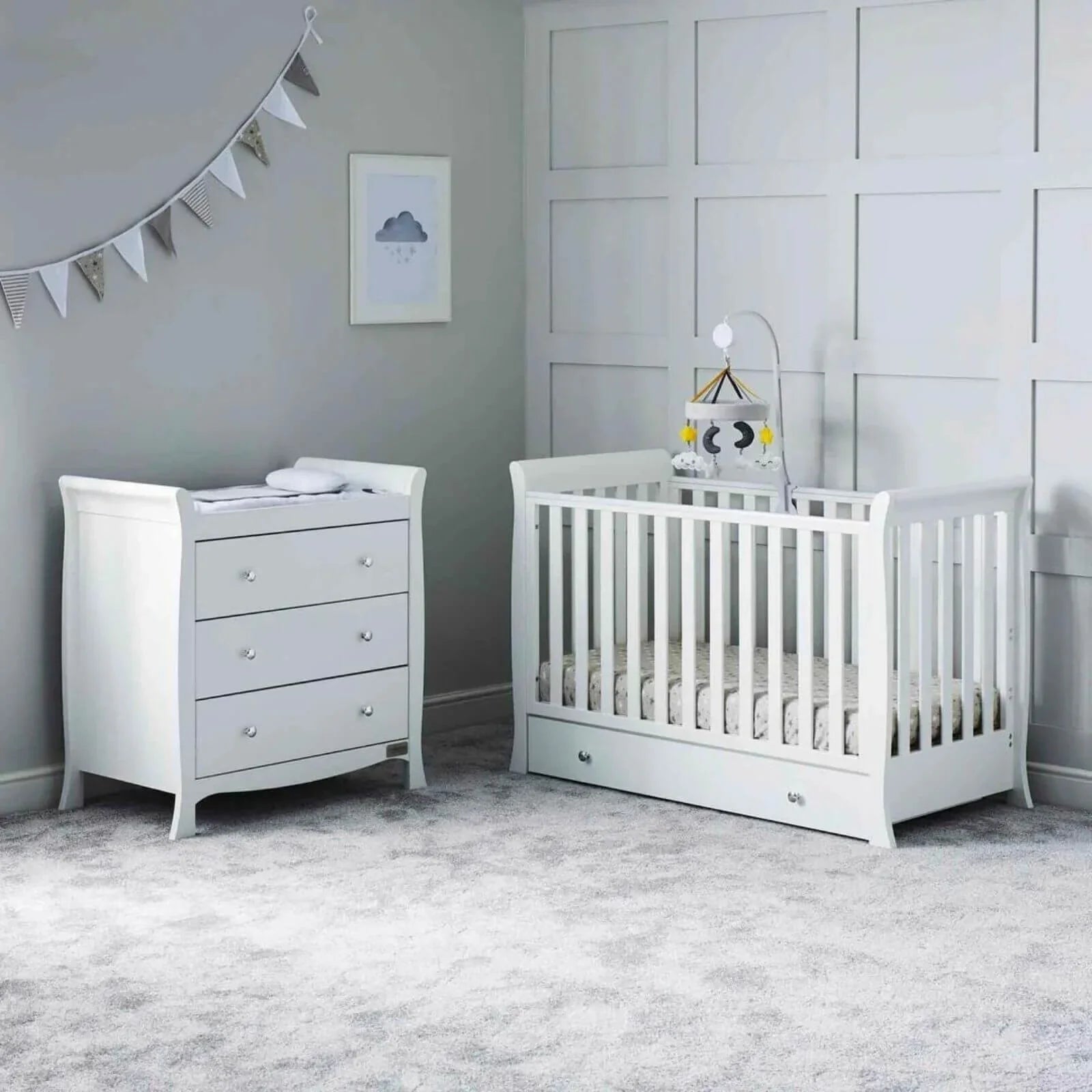Ickle Bubba Snowdon 4 - in - 1 Mini Furniture Set Fibre Mattress 2 pcs - White - mezetto ebebek ebebek