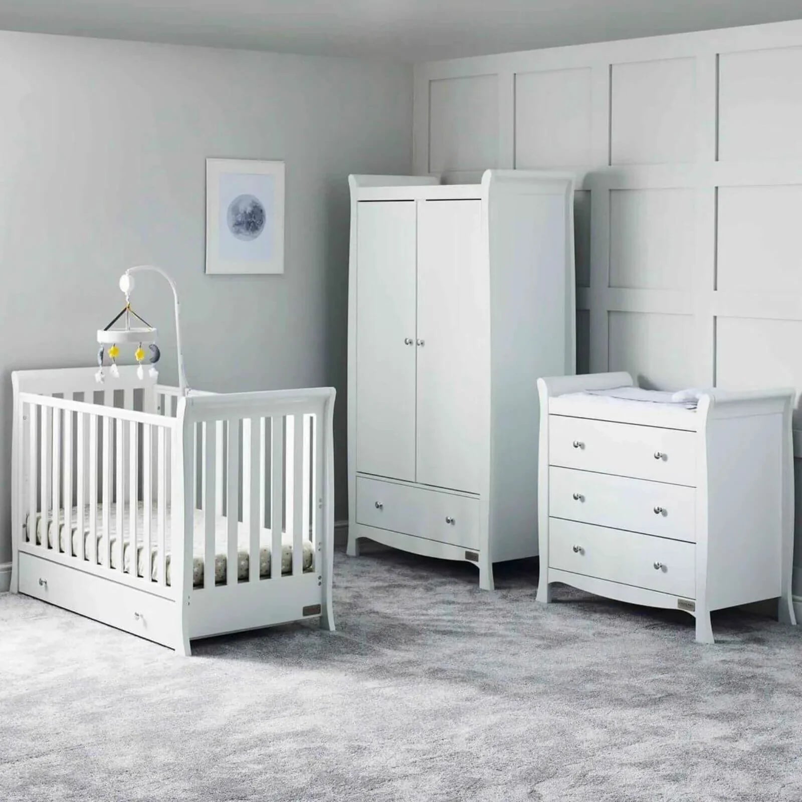 Ickle Bubba Snowdon 4 - in - 1 Mini Furniture Set Fibre Mattress 3 pcs - White - mezetto ebebek ebebek