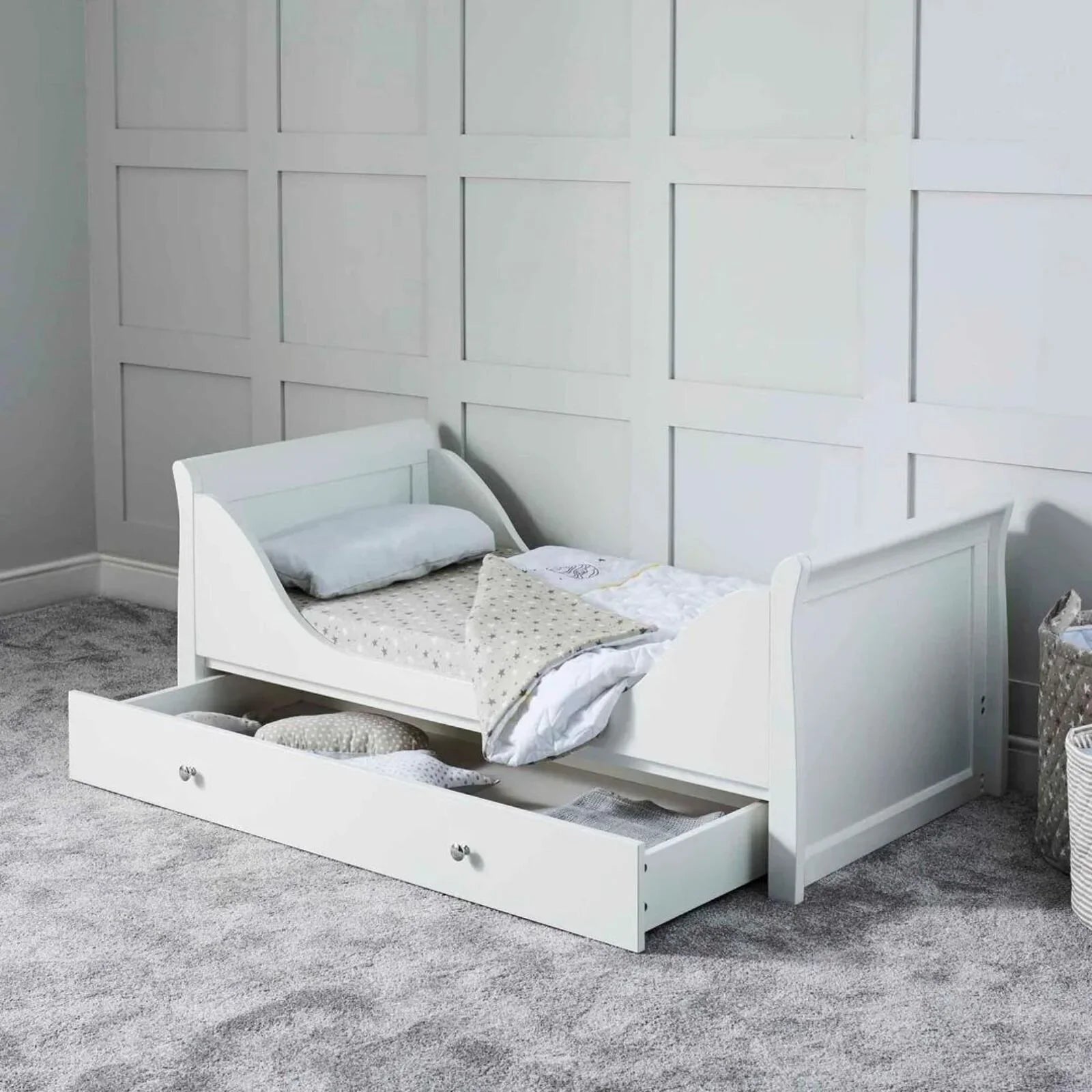 Ickle Bubba Snowdon Classic Cot Bed White - Fibre Mattress - mezetto ebebek ebebek