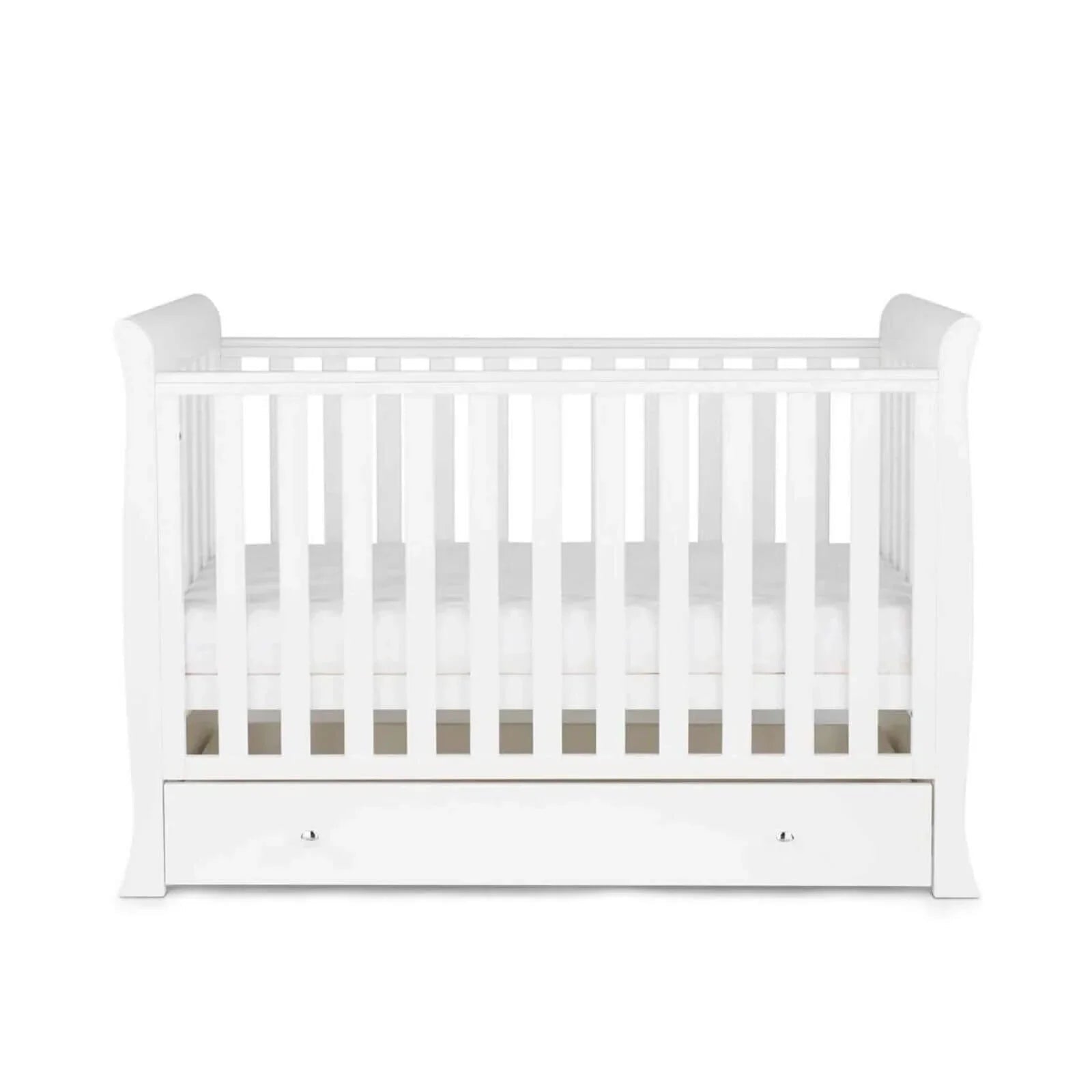 Ickle Bubba Snowdon Mini Cot Bed White - Fibre Mattress - mezetto ebebek ebebek