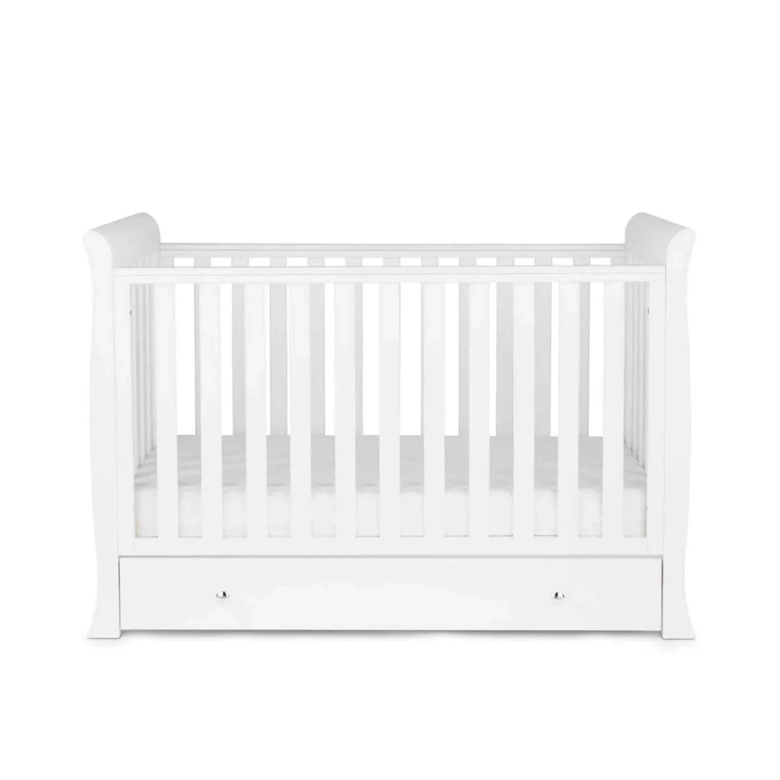 Ickle Bubba Snowdon Mini Cot Bed White - Fibre Mattress - mezetto ebebek ebebek