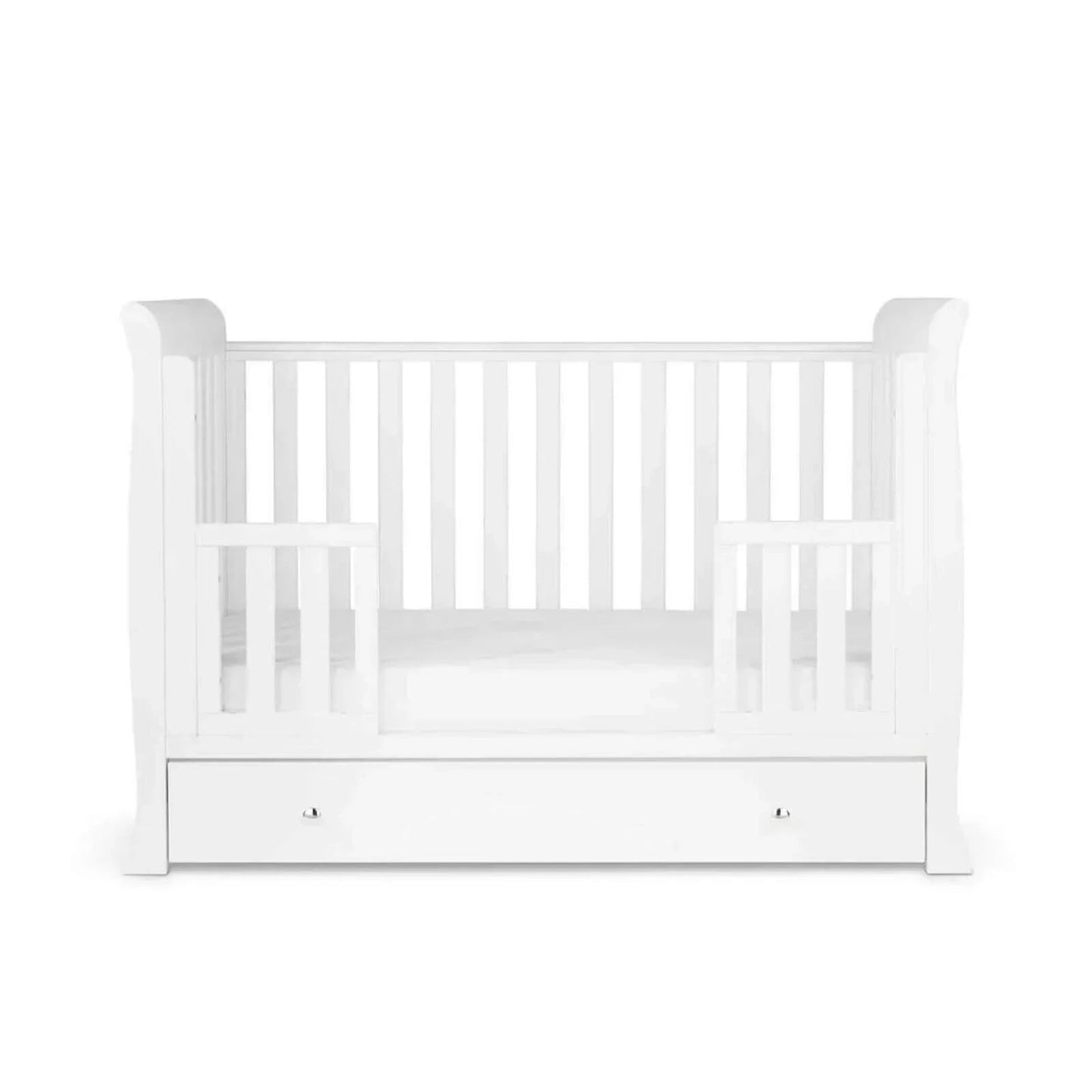 Ickle Bubba Snowdon Mini Cot Bed White - Fibre Mattress - mezetto ebebek ebebek