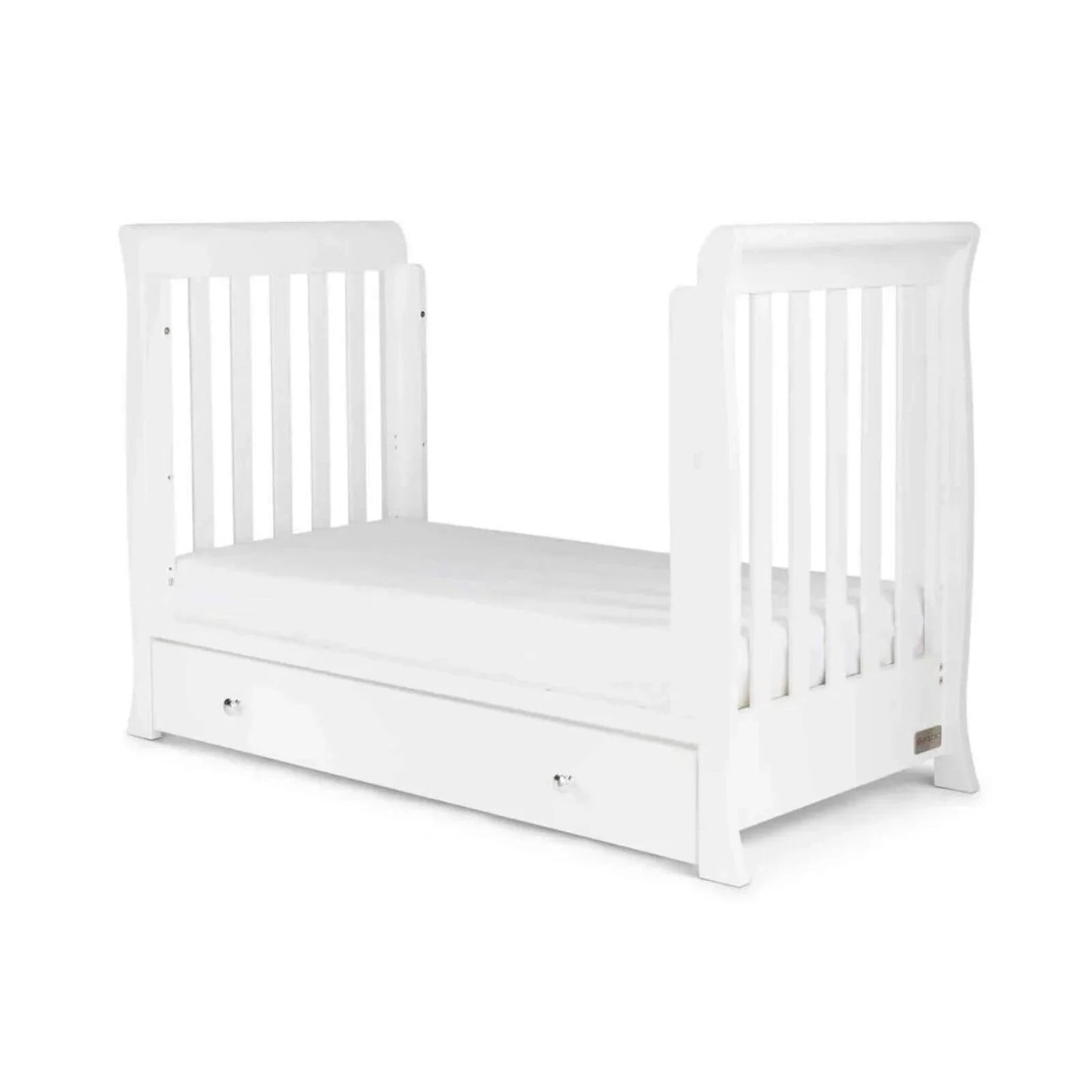 Ickle Bubba Snowdon Mini Cot Bed White - Premium Pocket Sprung Mattress - mezetto ebebek ebebek