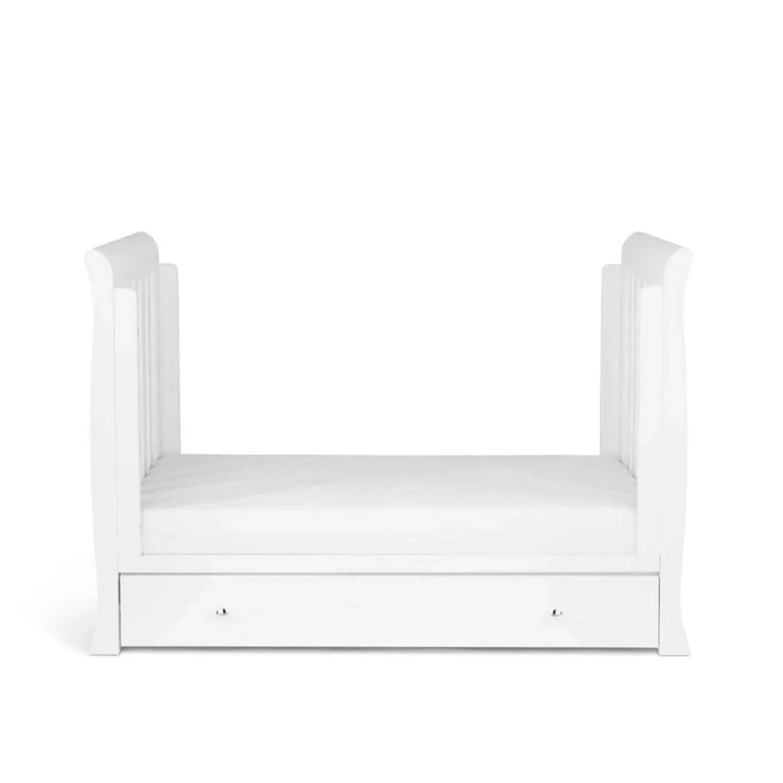 Ickle Bubba Snowdon Mini Cot Bed White - Premium Pocket Sprung Mattress - mezetto ebebek ebebek