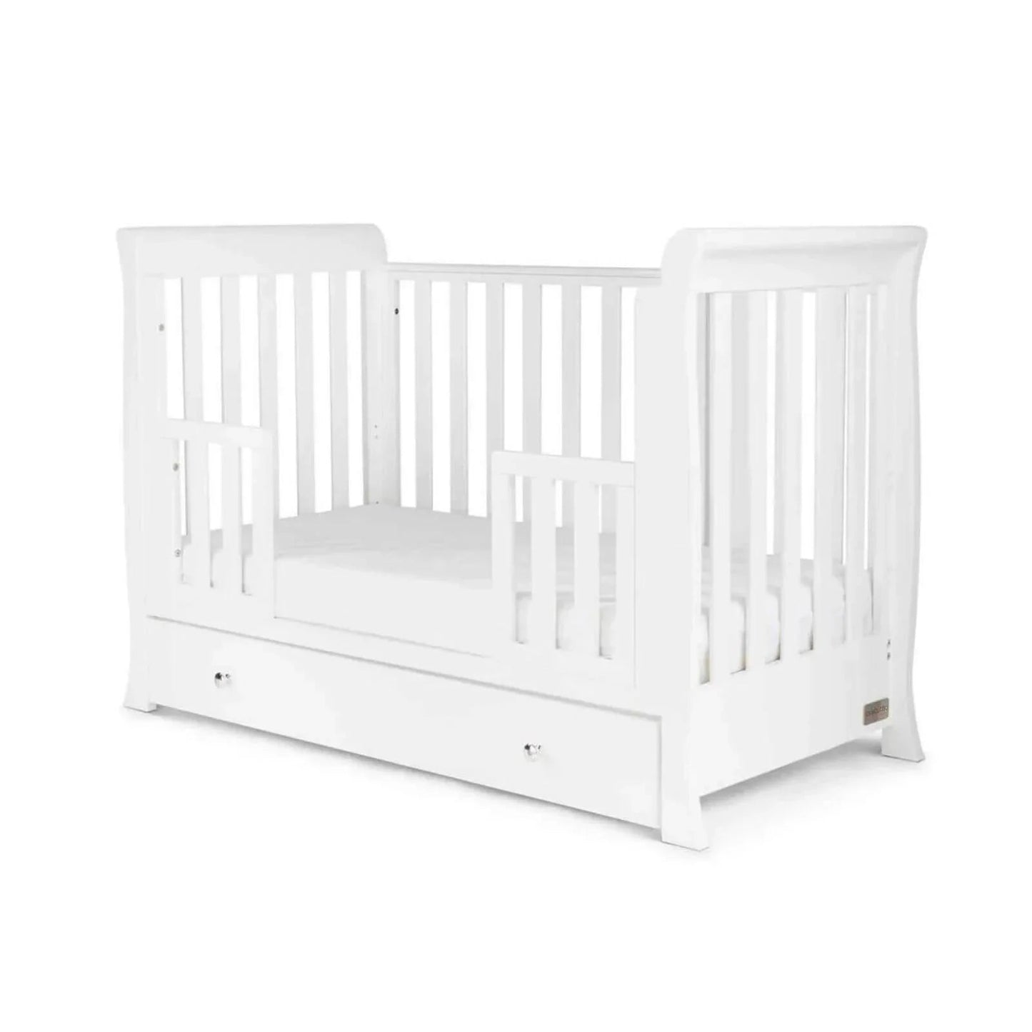 Ickle Bubba Snowdon Mini Cot Bed White - Premium Pocket Sprung Mattress - mezetto ebebek ebebek