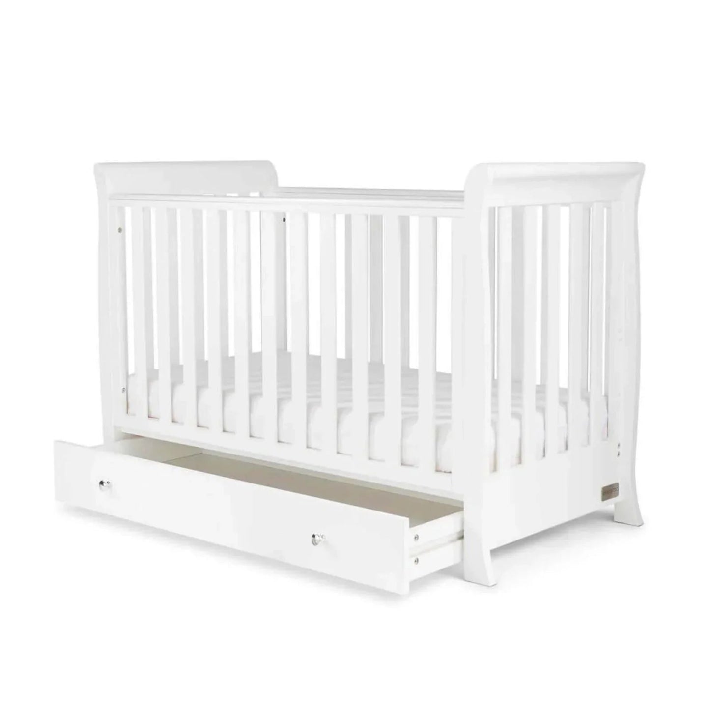 Ickle Bubba Snowdon Mini Cot Bed White - Premium Pocket Sprung Mattress - mezetto ebebek ebebek