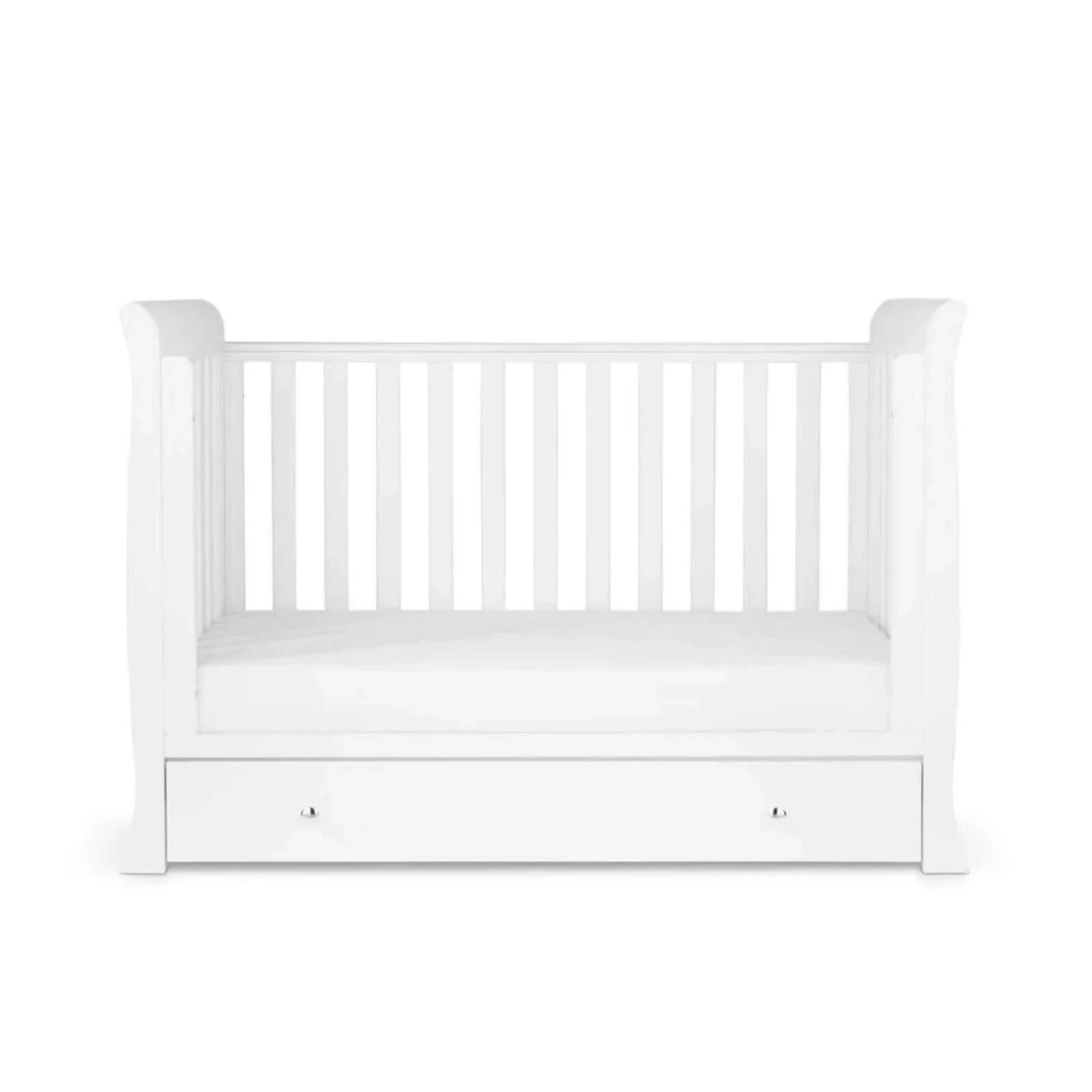 Ickle Bubba Snowdon Mini Cot Bed White - Premium Pocket Sprung Mattress - mezetto ebebek ebebek