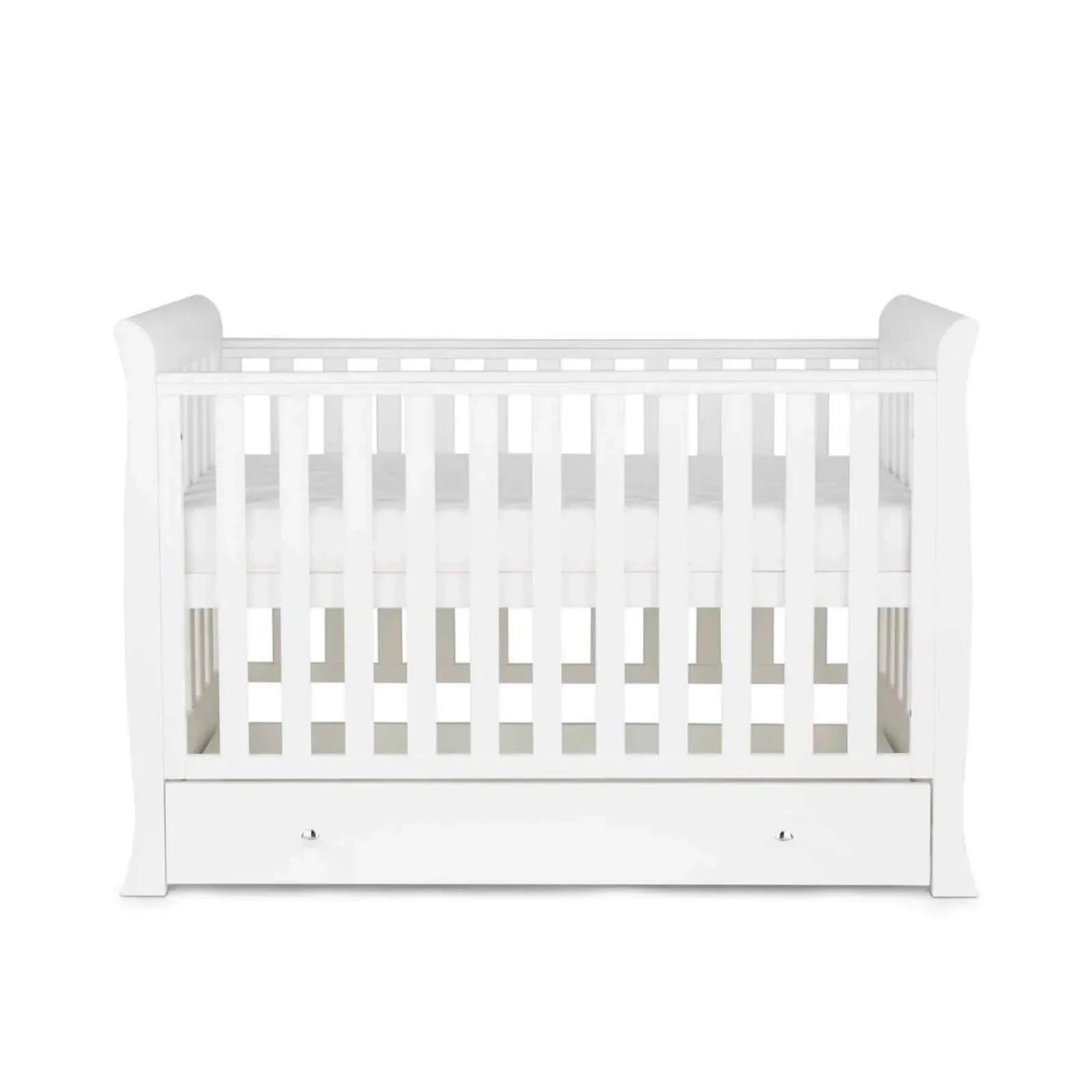 Ickle Bubba Snowdon Mini Cot Bed White - Premium Sprung Mattress - mezetto ebebek ebebek