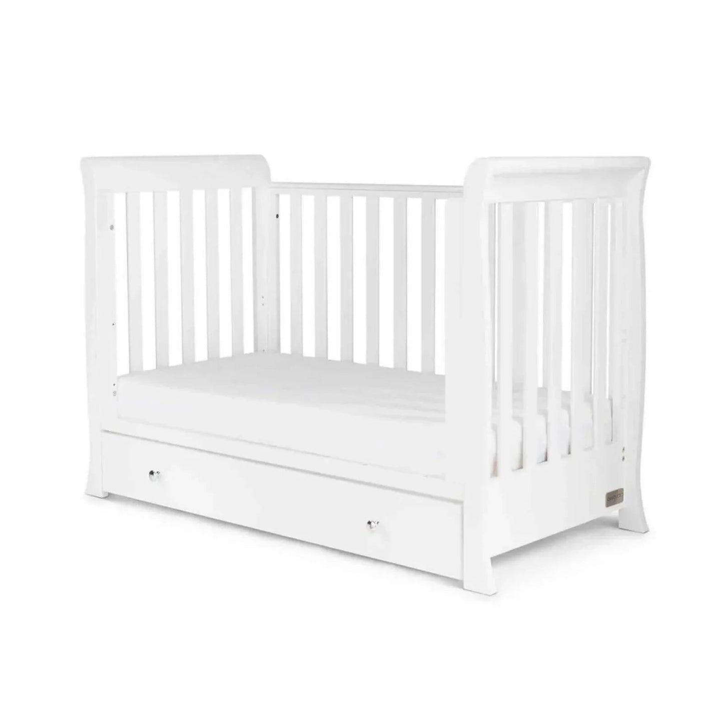 Ickle Bubba Snowdon Mini Cot Bed White - Premium Sprung Mattress - mezetto ebebek ebebek