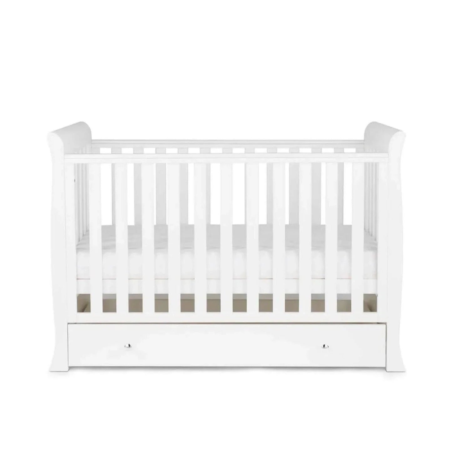 Ickle Bubba Snowdon Mini Cot Bed White - Premium Sprung Mattress - mezetto ebebek ebebek